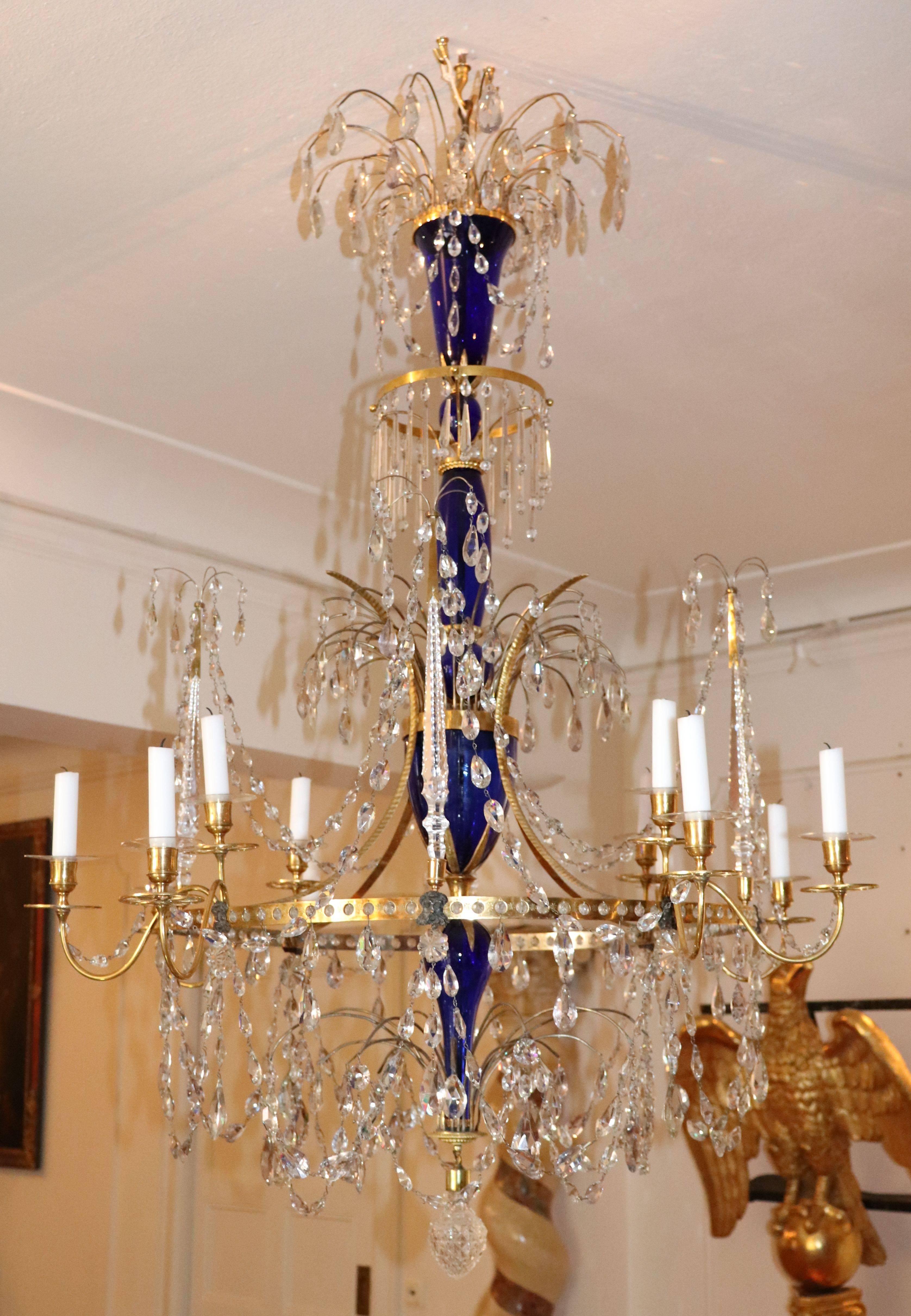 Louis XVI Late 18th Century, Russian Gilt Bronze and Crystal Chandelier For Sale