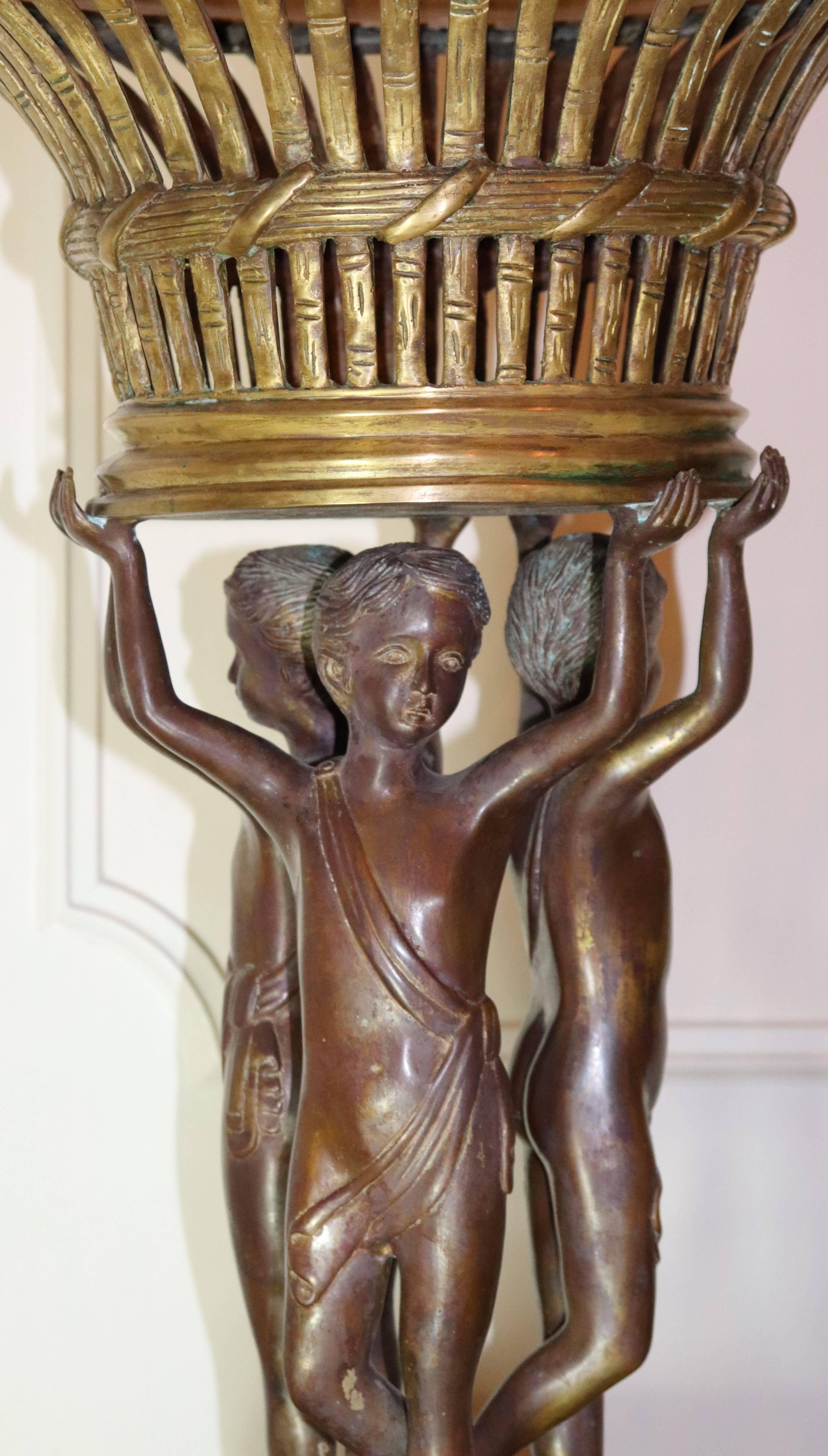 Italian Pair of 19th Century or Earlier Bronze Planters/Urns For Sale