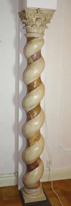 Pair of 17th Century Pietra Dura Marble Pillars