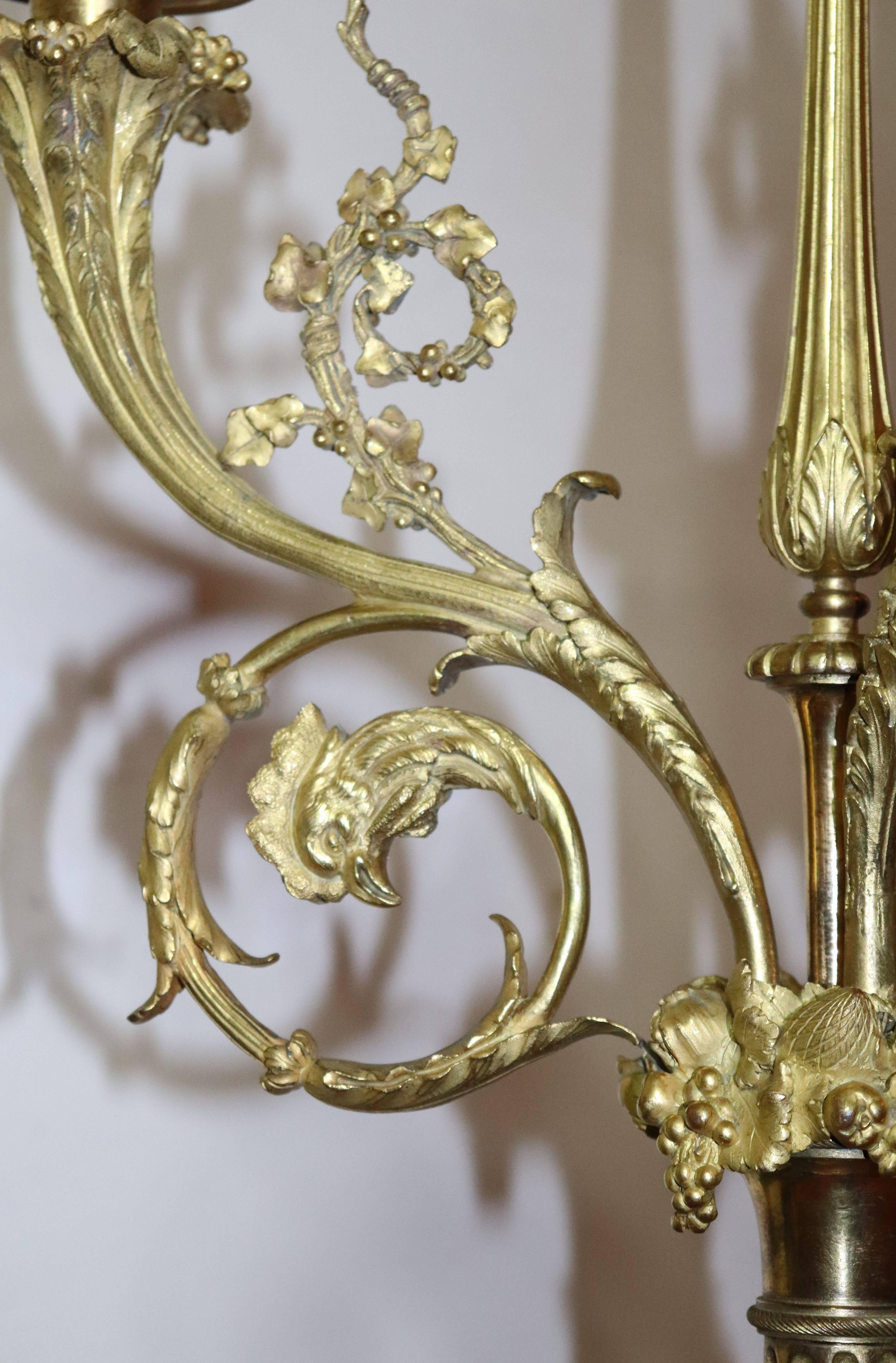 Gilt Pair of Louis XVI Candelabra Attributed to Jean-Jacques Foucou For Sale