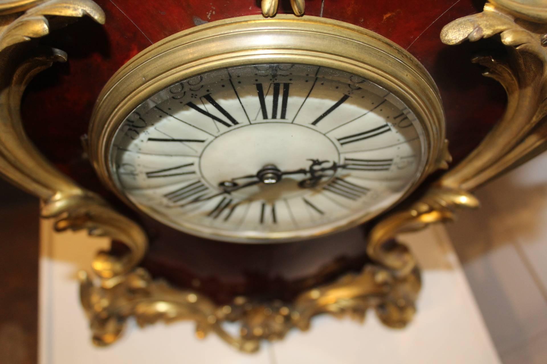 19th Century French Clock in Faux Tortoiseshell and Ormolu 2