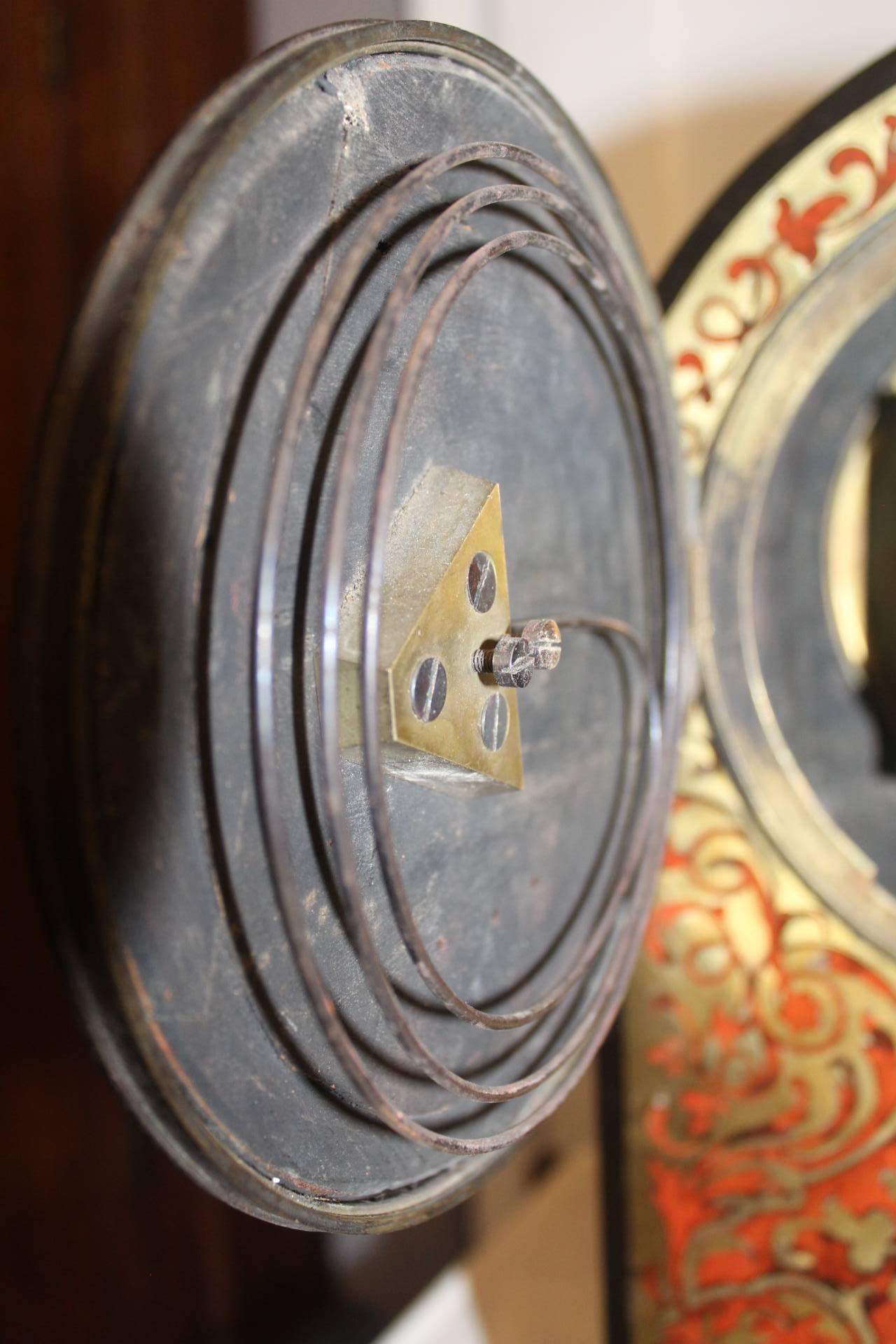 19th Century French Boulle Clock with Brass Inlay 4