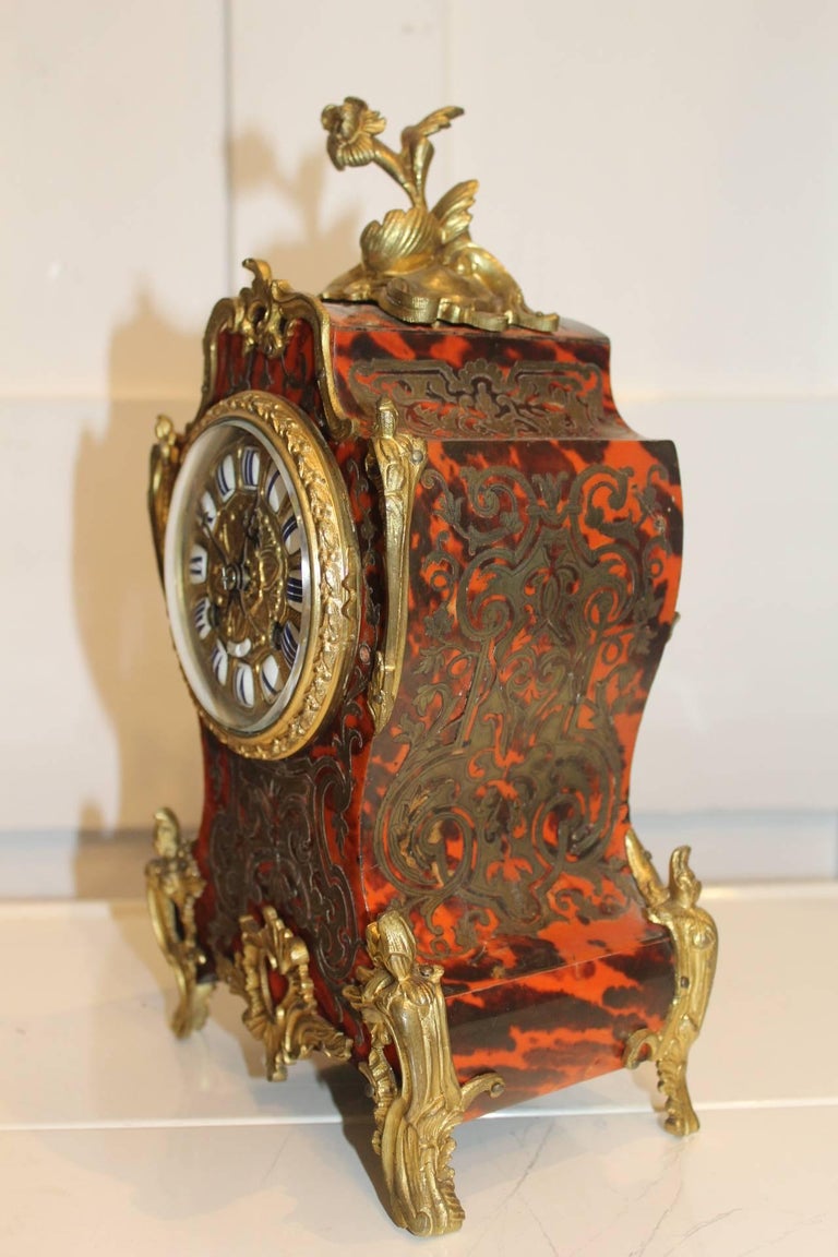 19th Century Boulle and Ormolu French Mantel Clock For Sale at 1stDibs