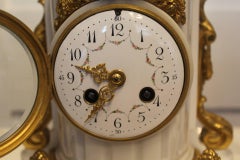 Early 20th Century White Marble Clock Garniture