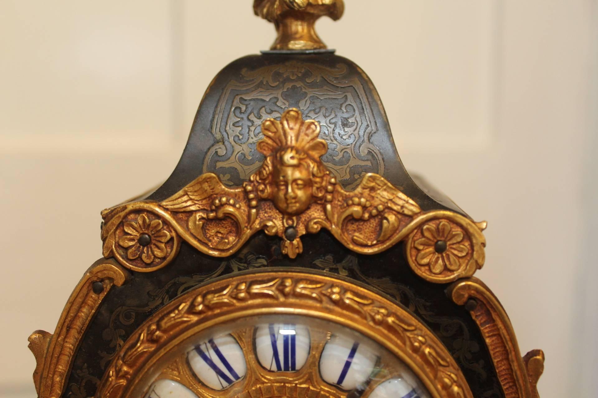 19th Century French Boulle and Brass Inlay Clock by Barrard & Vignon. c. 1870 1