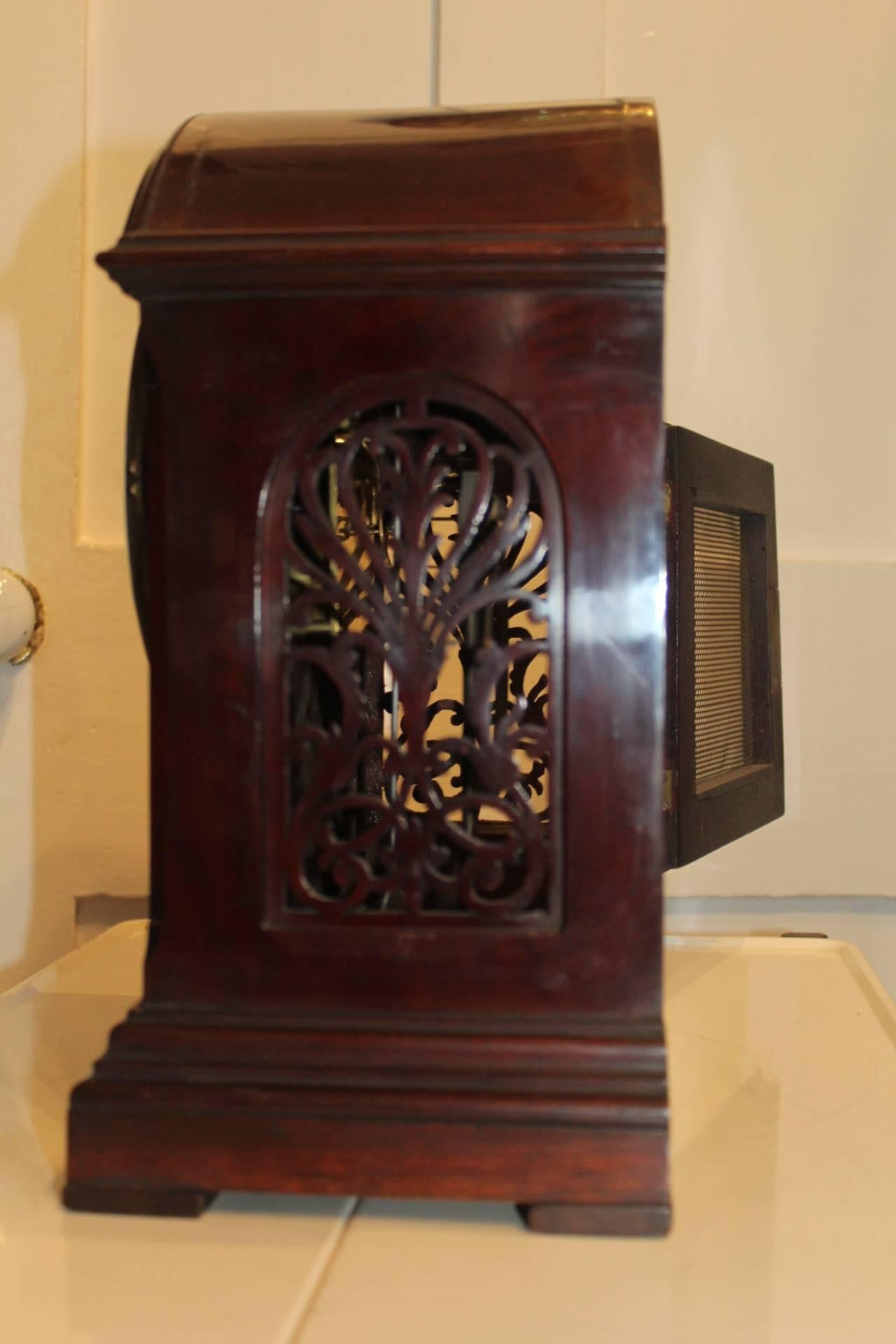 French Edwardian Mahogany Table or Mantel Clock For Sale