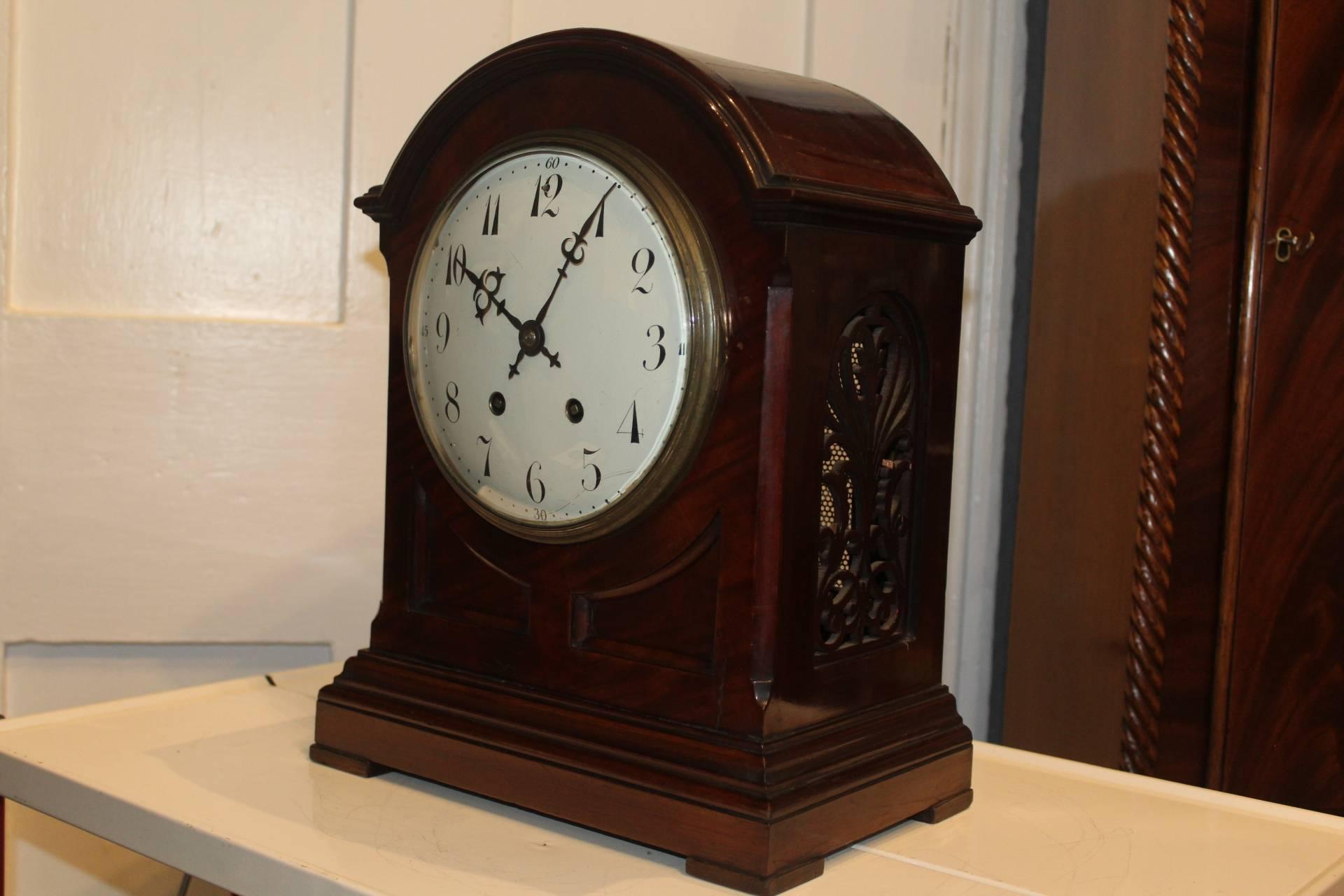 Edwardian Mahogany Table or Mantel Clock For Sale 2