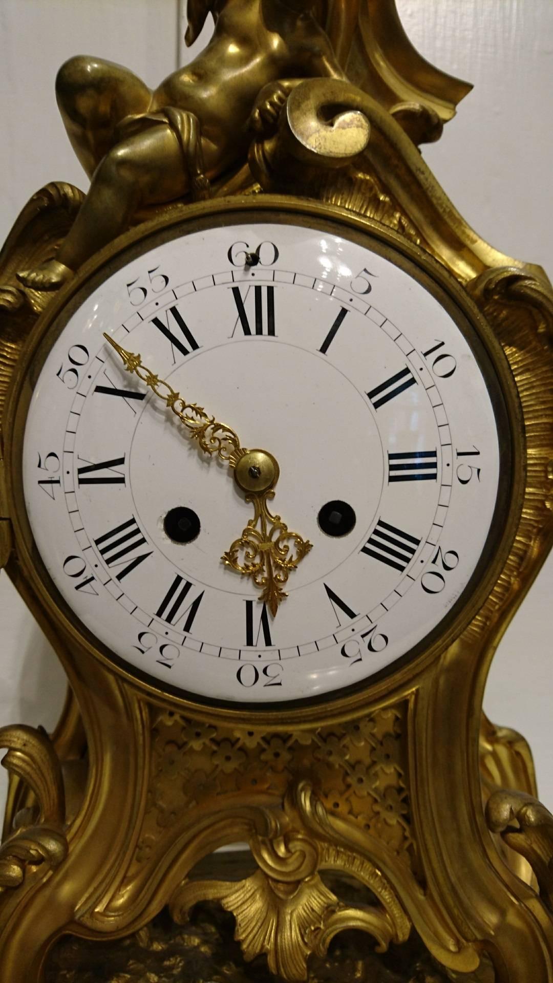 Mid-19th Century French Ormolu Mantel Clock In Excellent Condition For Sale In Dublin, IE