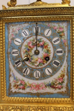 19th Century French Ormolu and Porcelain Clock Garniture
