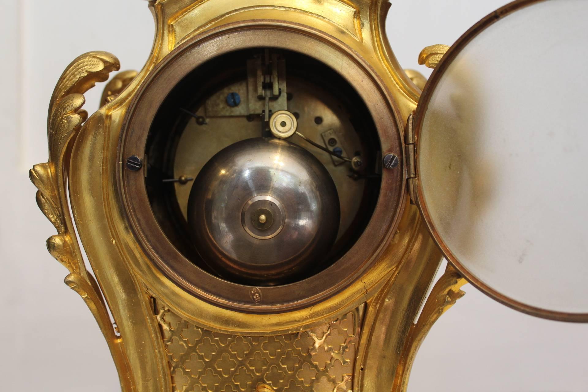 19th Century Ormolu Rococo Mantel Clock For Sale 1
