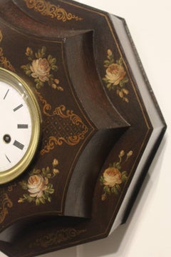Mid-Century French Toleware Clock by Petit, Paris.  Circa 1850.