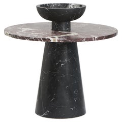 New Modern Side Table Red and Black Marble, Creator Karen Chekerdjian STOCK