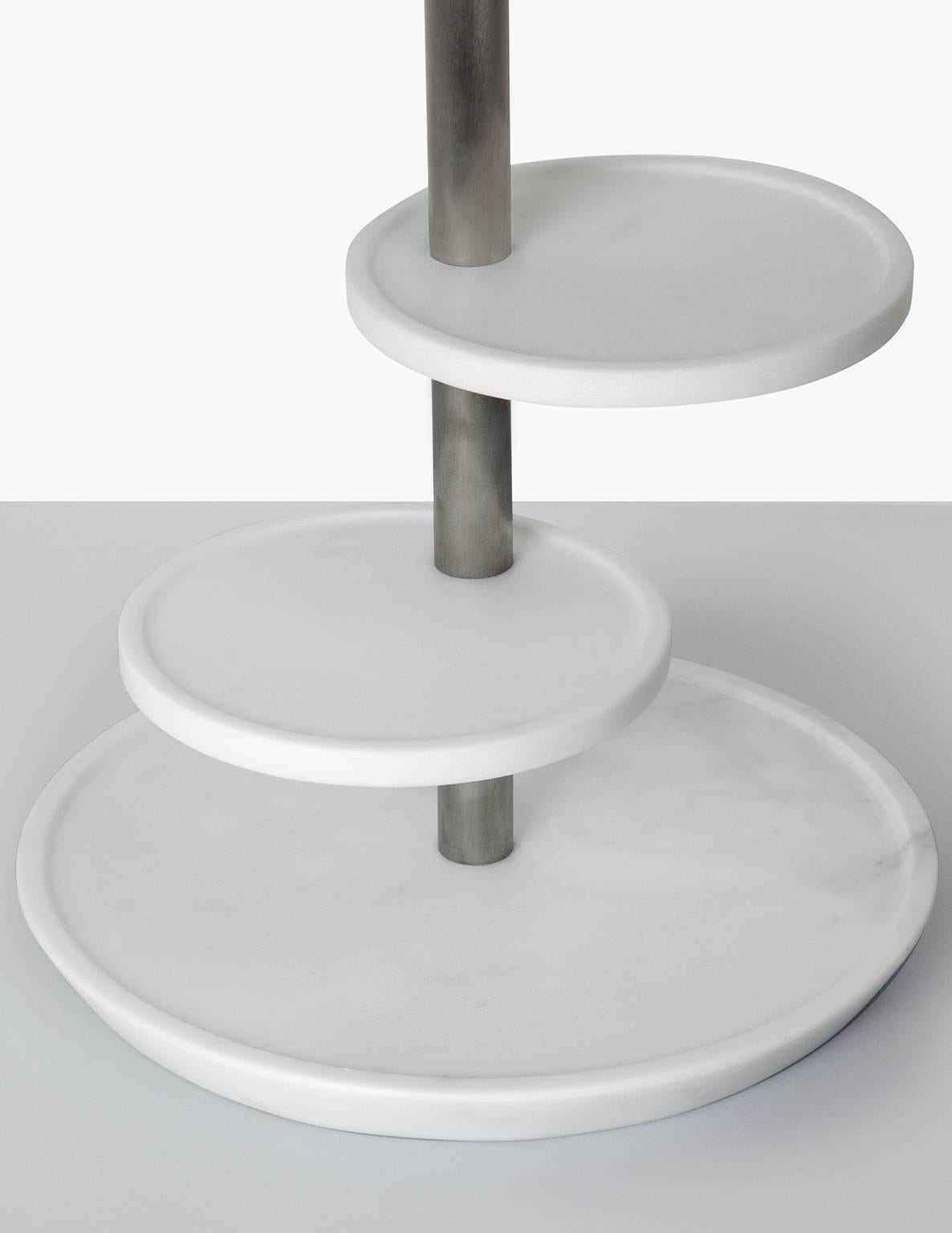 Moderne Nouveau plateau à dessert moderne en marbre blanc, créateur Cristoforo Trapani en vente