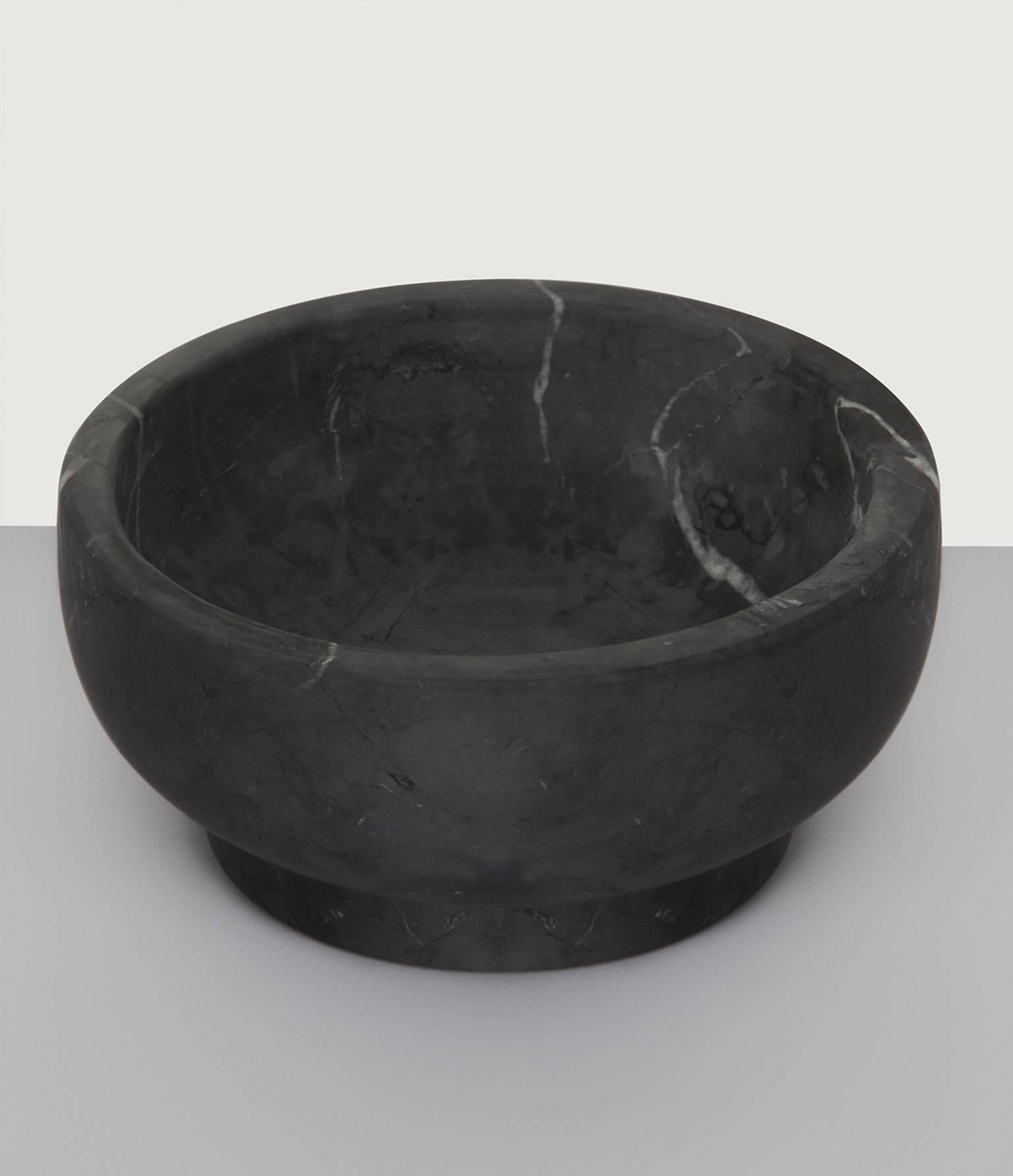 Contemporary New Modern Bowl in Black Marquinia Marble, creator Christoforo Trapani For Sale