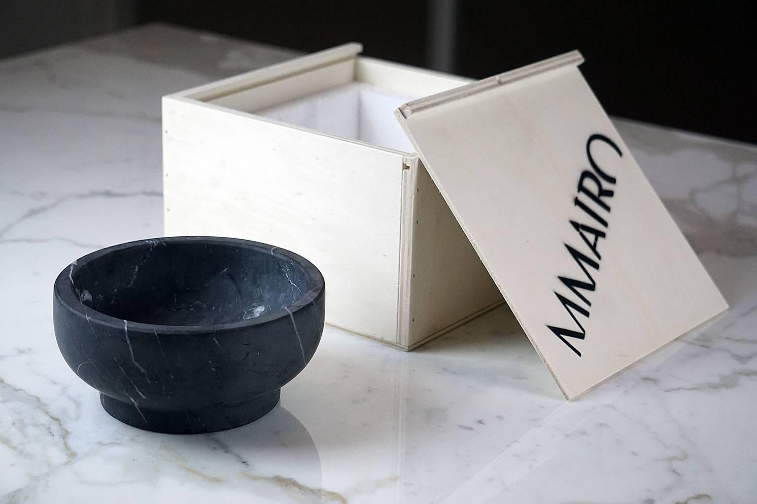 Italian New Modern Bowl in Black Marquinia Marble, creator Christoforo Trapani For Sale