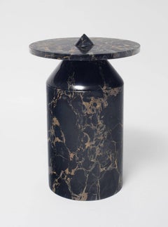 New Modern Coffee Table in Black Portoro Marble, creator Karen Chekerdjian