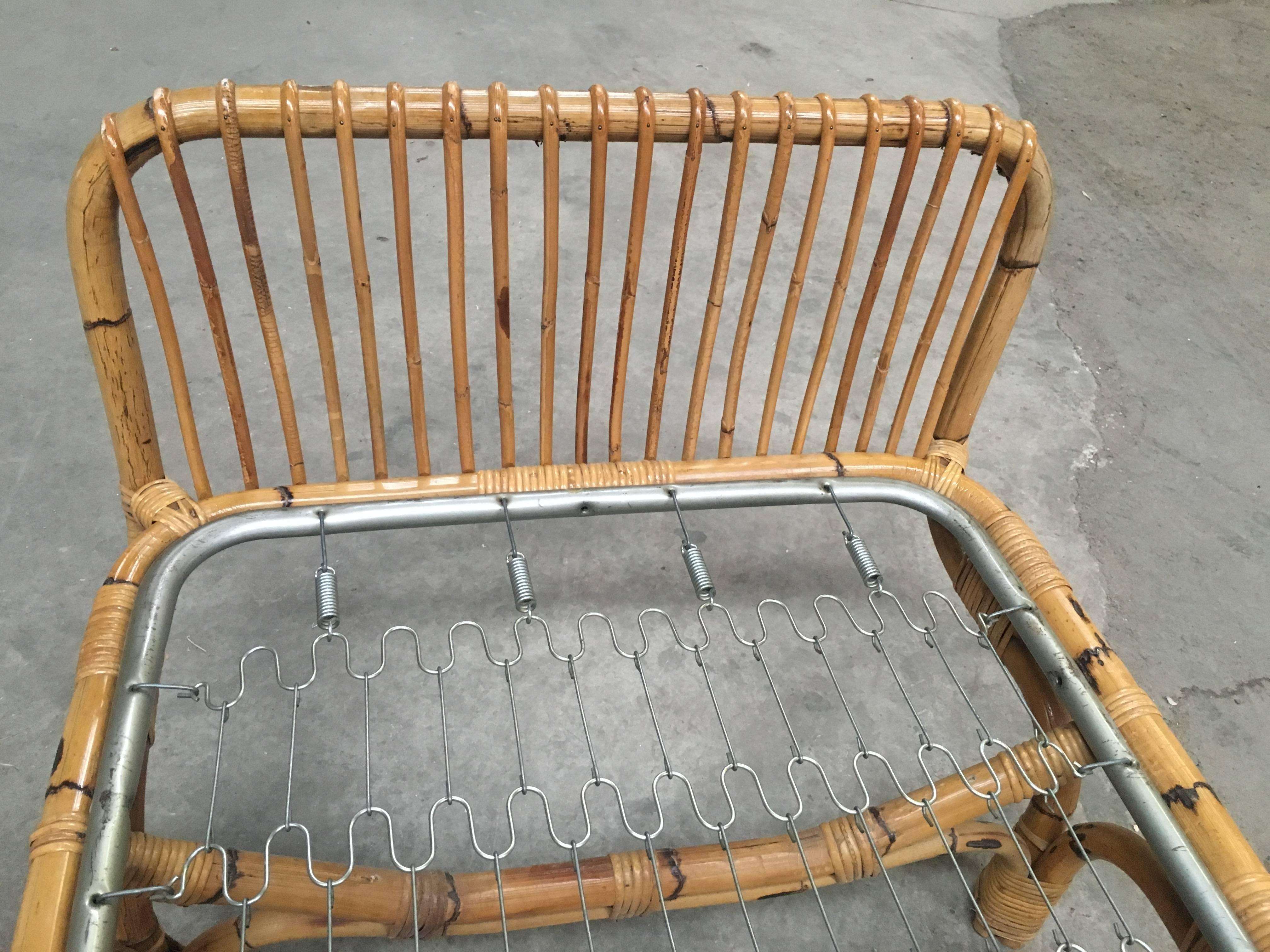 Italian Bamboo Single Bed from 1960s 1