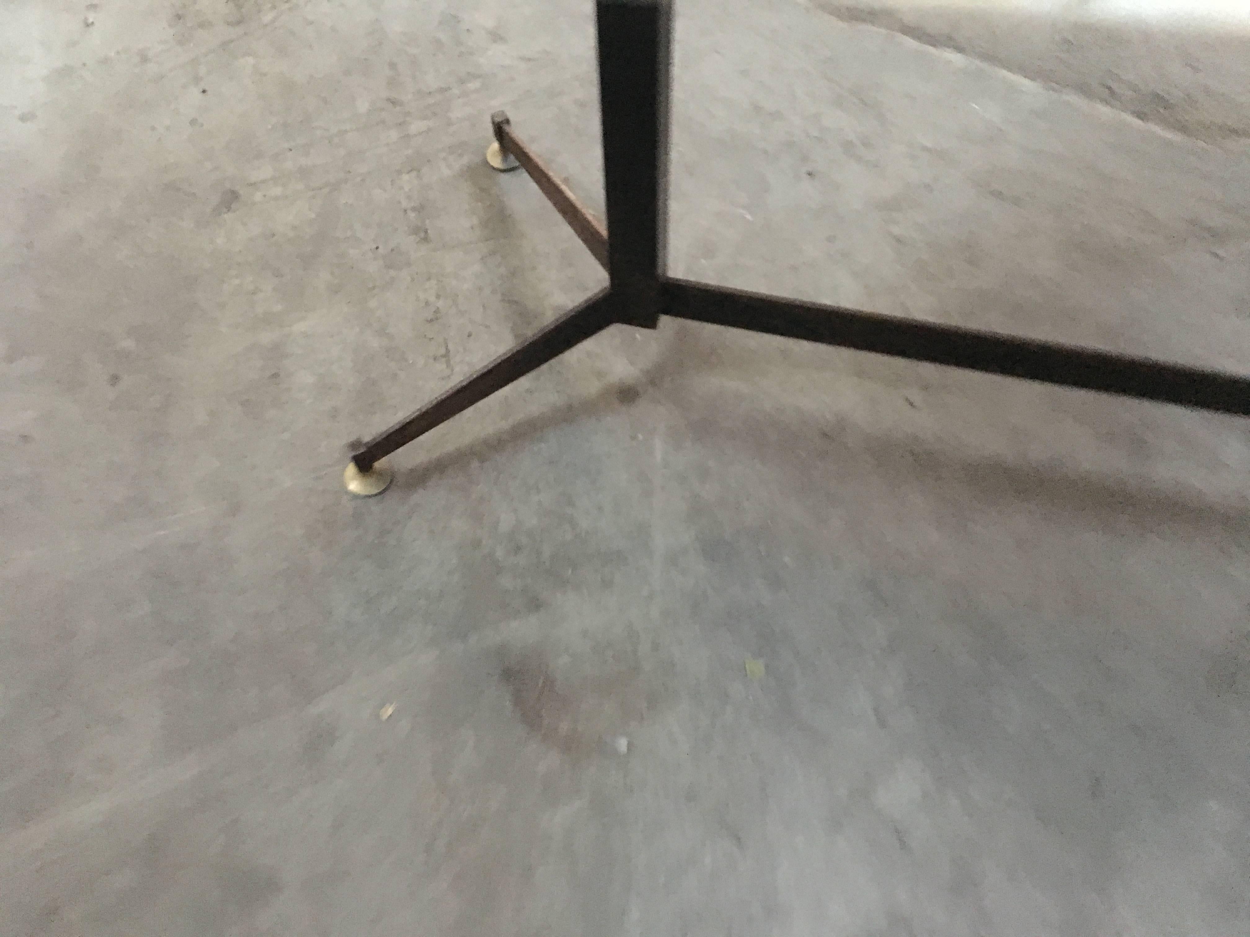 Italian Table Iron and Brass Base with Oval Marble Top from 1960s 1