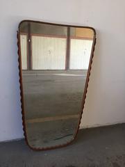 Italian Osvaldo Borsani Wall Mirror with Bent Cherry Frame from 1950s