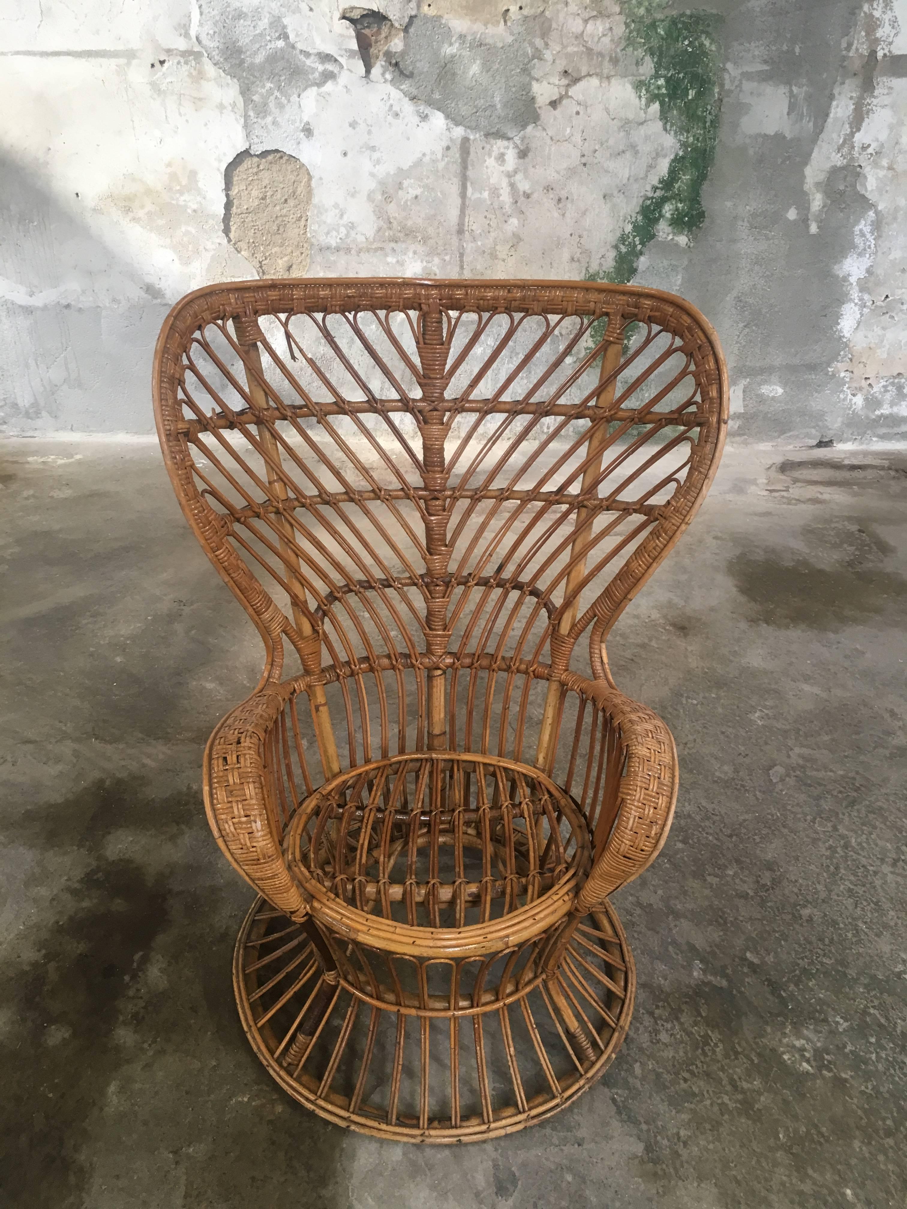 High quality rattan chair designed by Lio Carminati for the Cruiser 