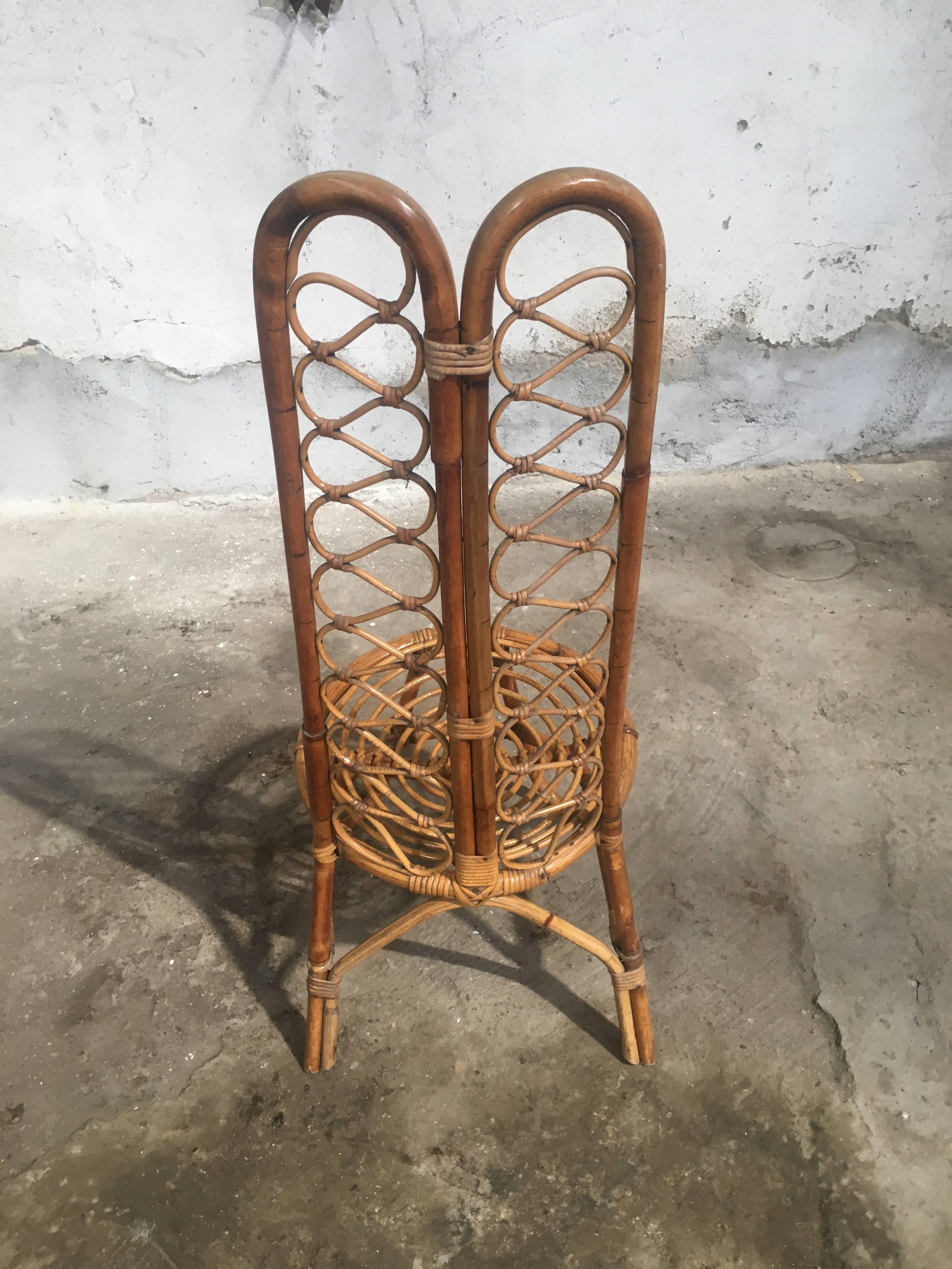 Pair of French Riviera Midcentury Bamboo Chairs with High Back from 1970s In Excellent Condition In Prato, IT