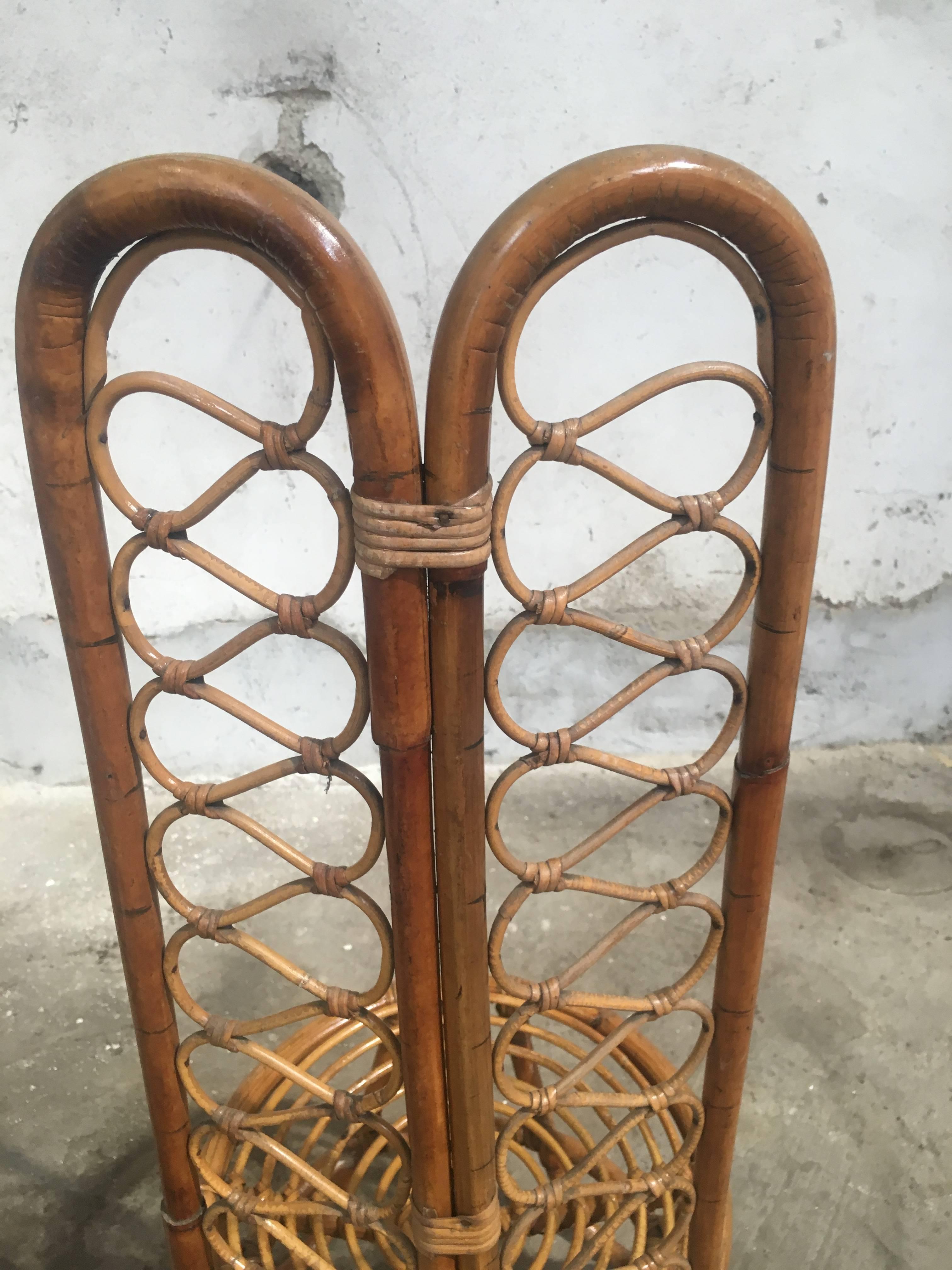 Pair of French Riviera Midcentury Bamboo Chairs with High Back from 1970s 1