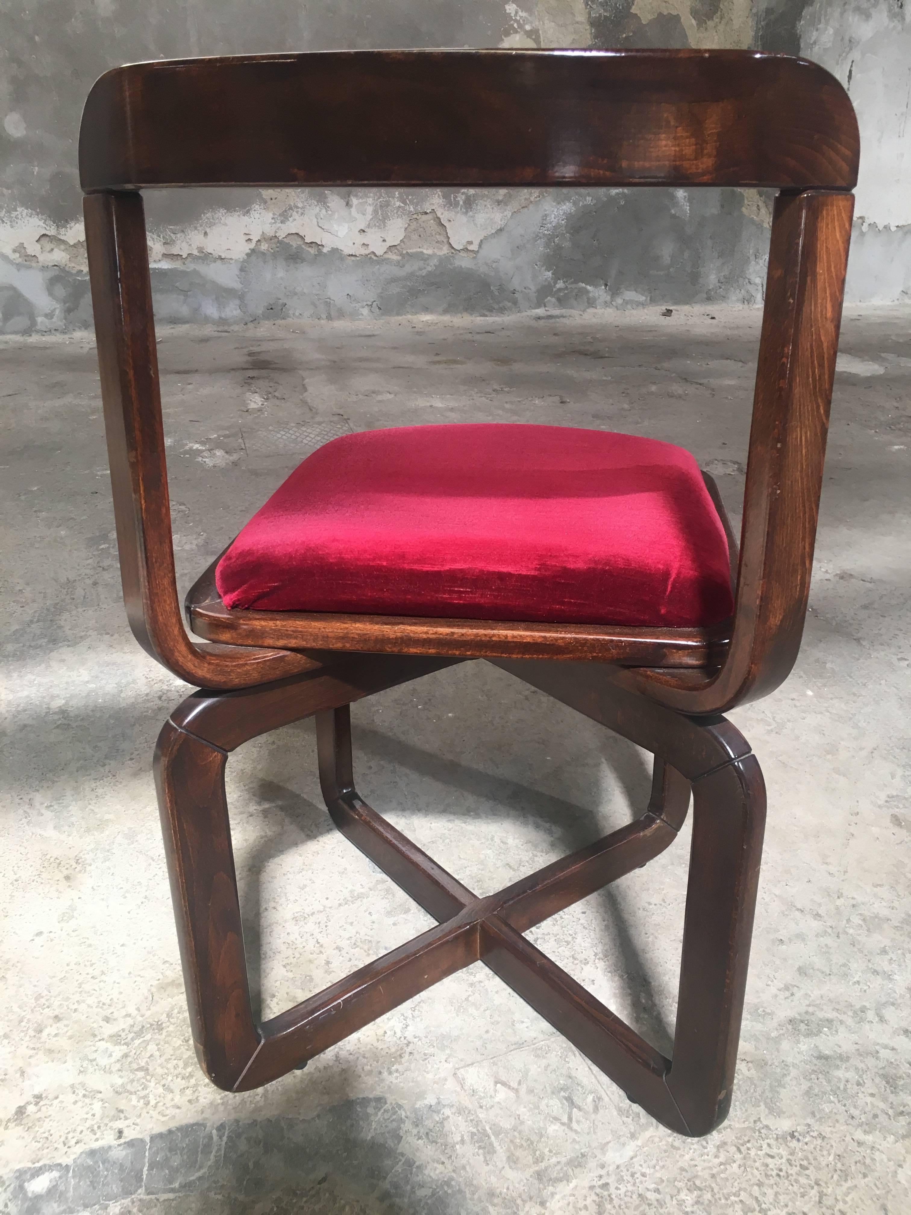 Italian Wooden Chairs in the Way of Willy Rizzo with Original Fabric from 1970s 2