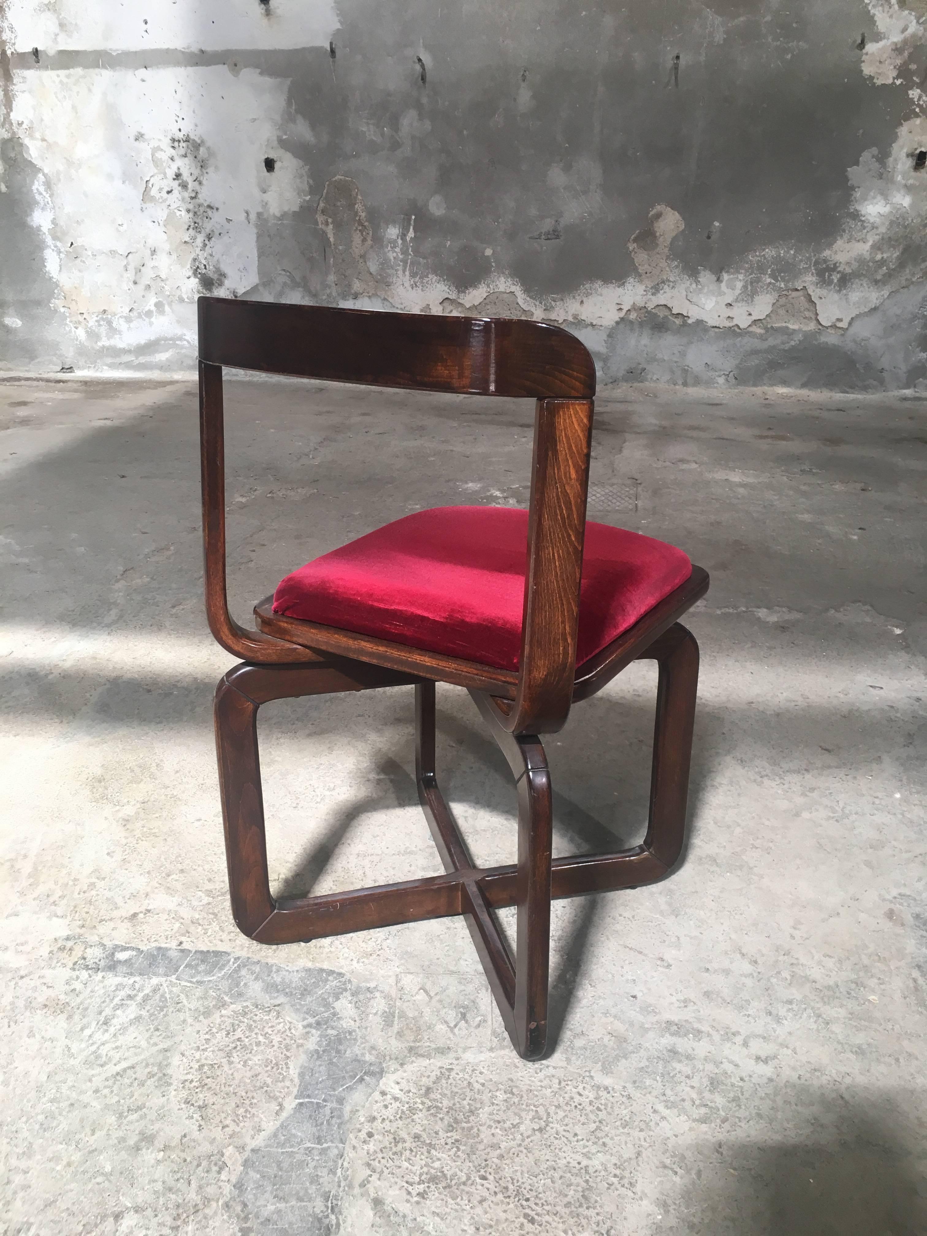 Late 20th Century Italian Wooden Chairs in the Way of Willy Rizzo with Original Fabric from 1970s