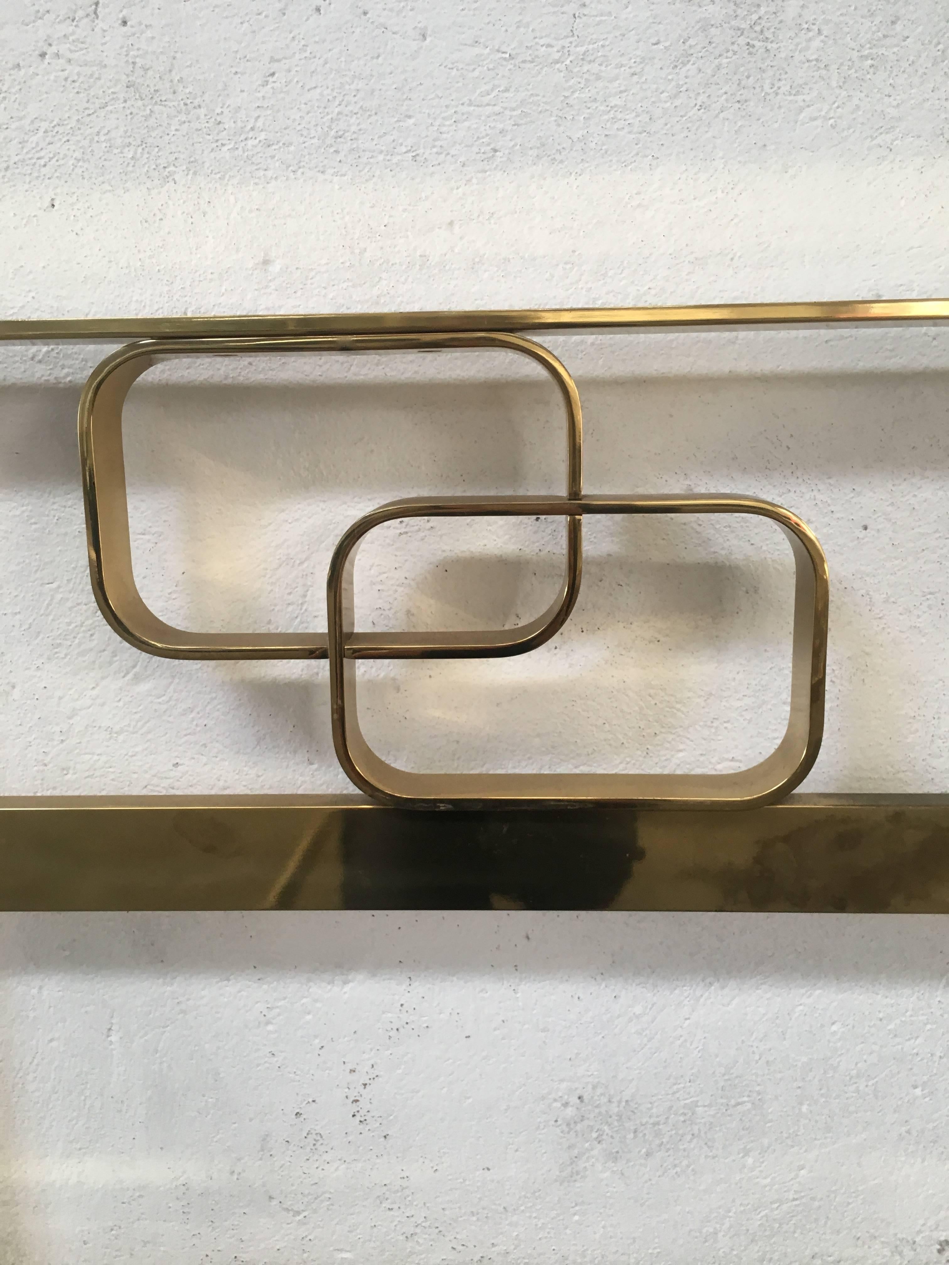 Italian Mid-Century Modern Solid Brass Bed with geometrical motives from 1960s 2