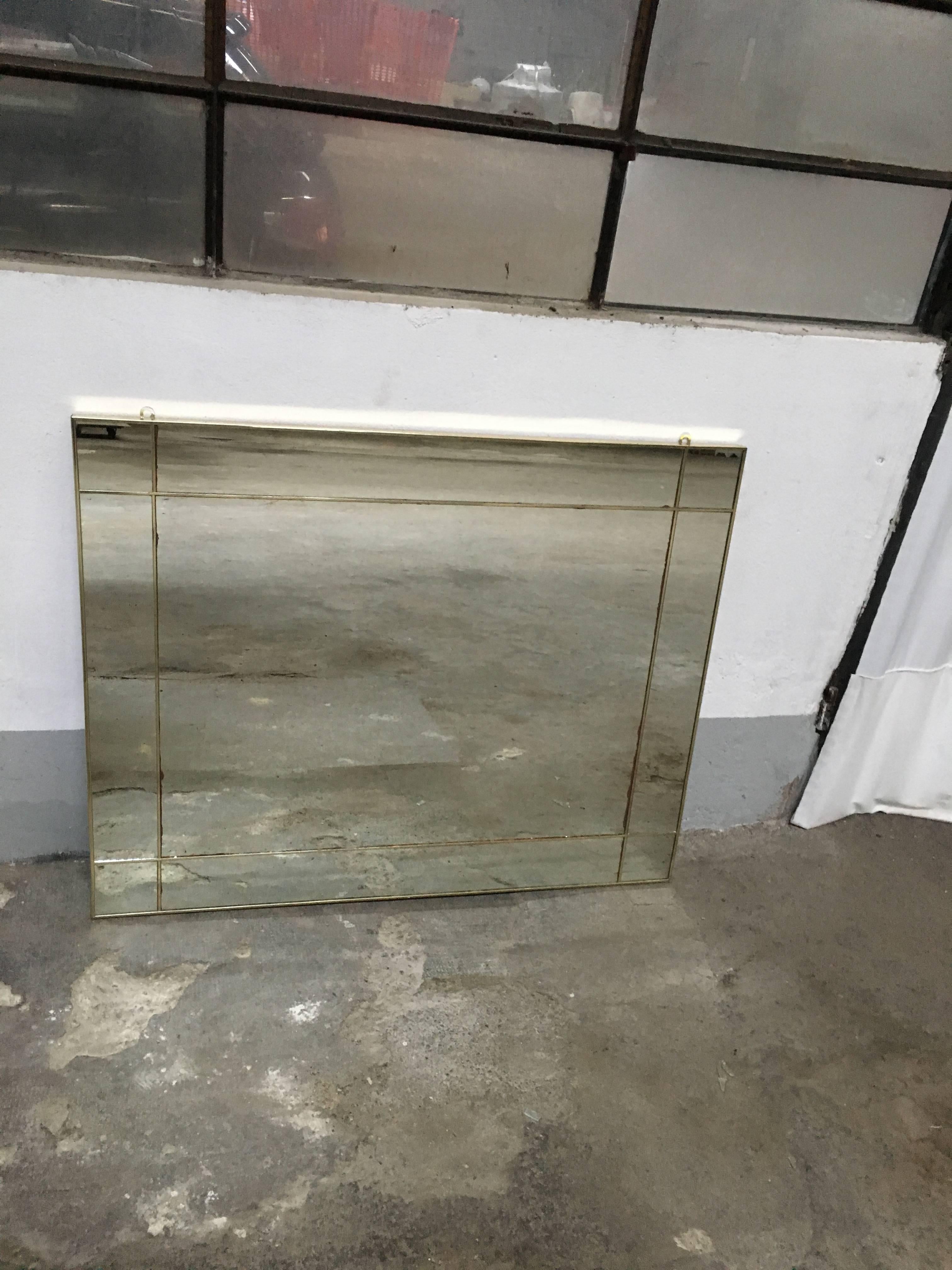 Mid-Century Modern Italian Gilt Metal Framed Mirror from 1970s