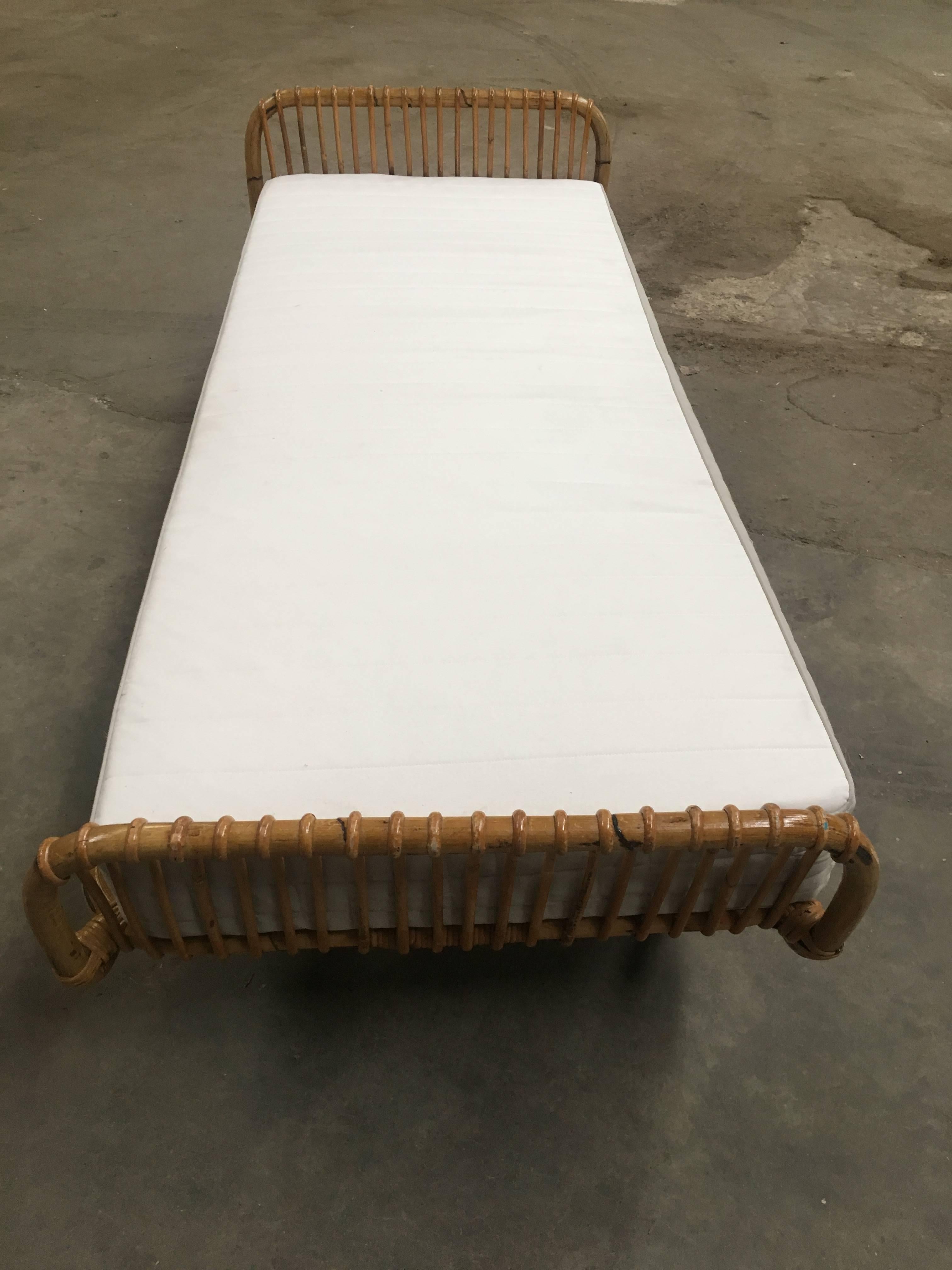 Italian Bamboo Single Bed from 1960s 3