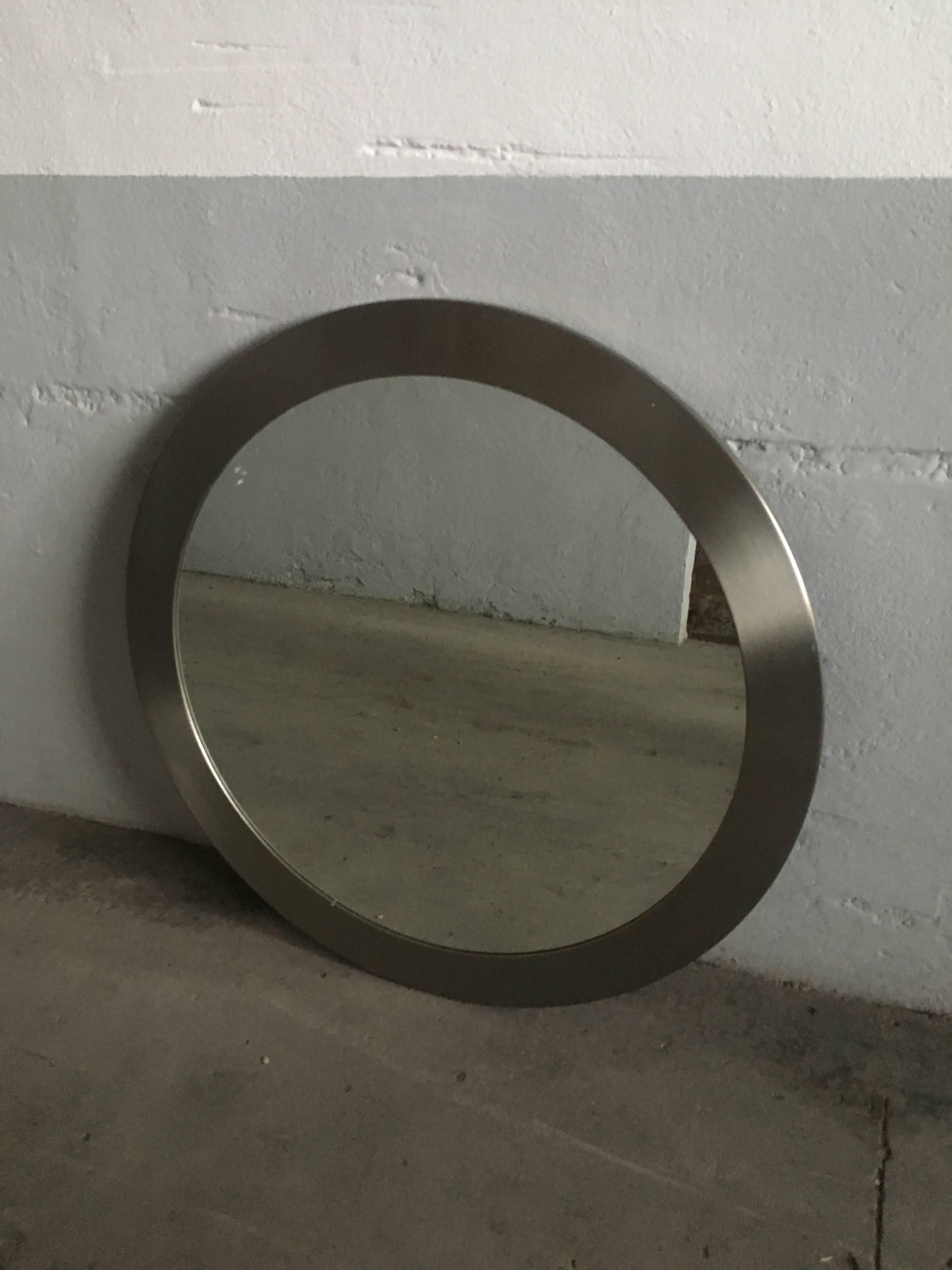 Mid-Century Modern Italian Wall Mirror with Aluminum Frame from 1970s