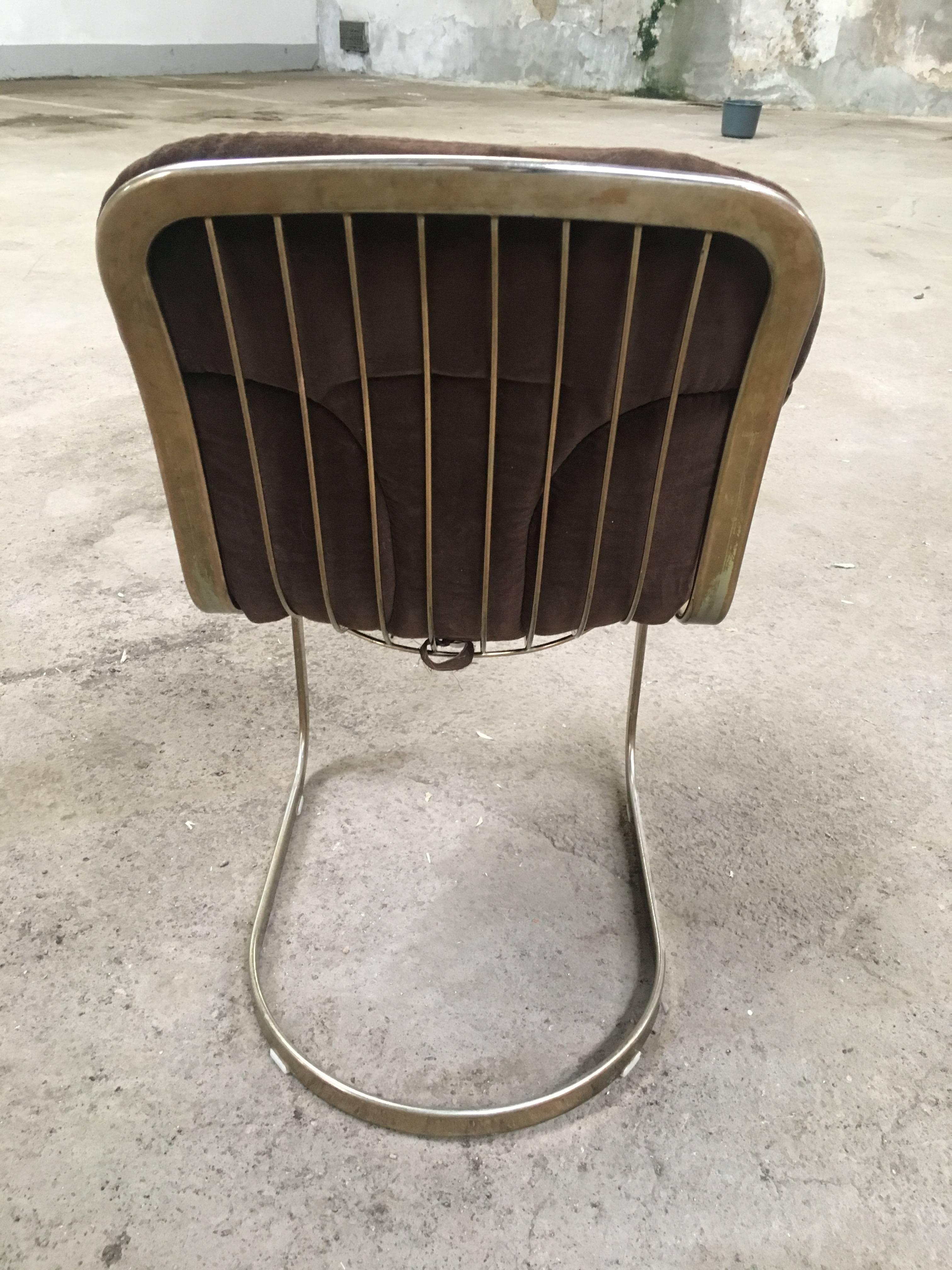 Mid-Century Modern Italian Set of Cidue Gilt Metal Chairs by Willy Rizzo, 1970s 3