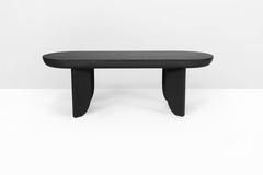 Dish Solid Wood Contemporary Sculptural Carved Bench Coffee Console Table Black