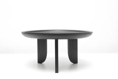 Dish Solid Wood Contemporary Sculptural Carved Side Coffee Table Black