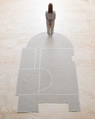 Lands Braided Wool Contemporary Abstract Sculptural Stripe Rug