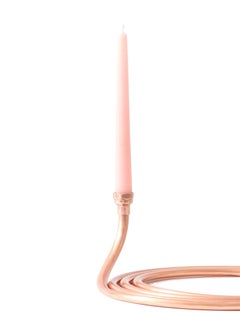 Contemporary Minimalist Spiral Copper Shibui Vase with Flower and Candleholder