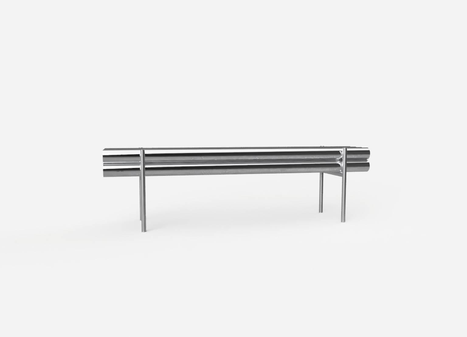 Contemporary Polished Aluminum Minimalist Long Tube Bench For Sale 1
