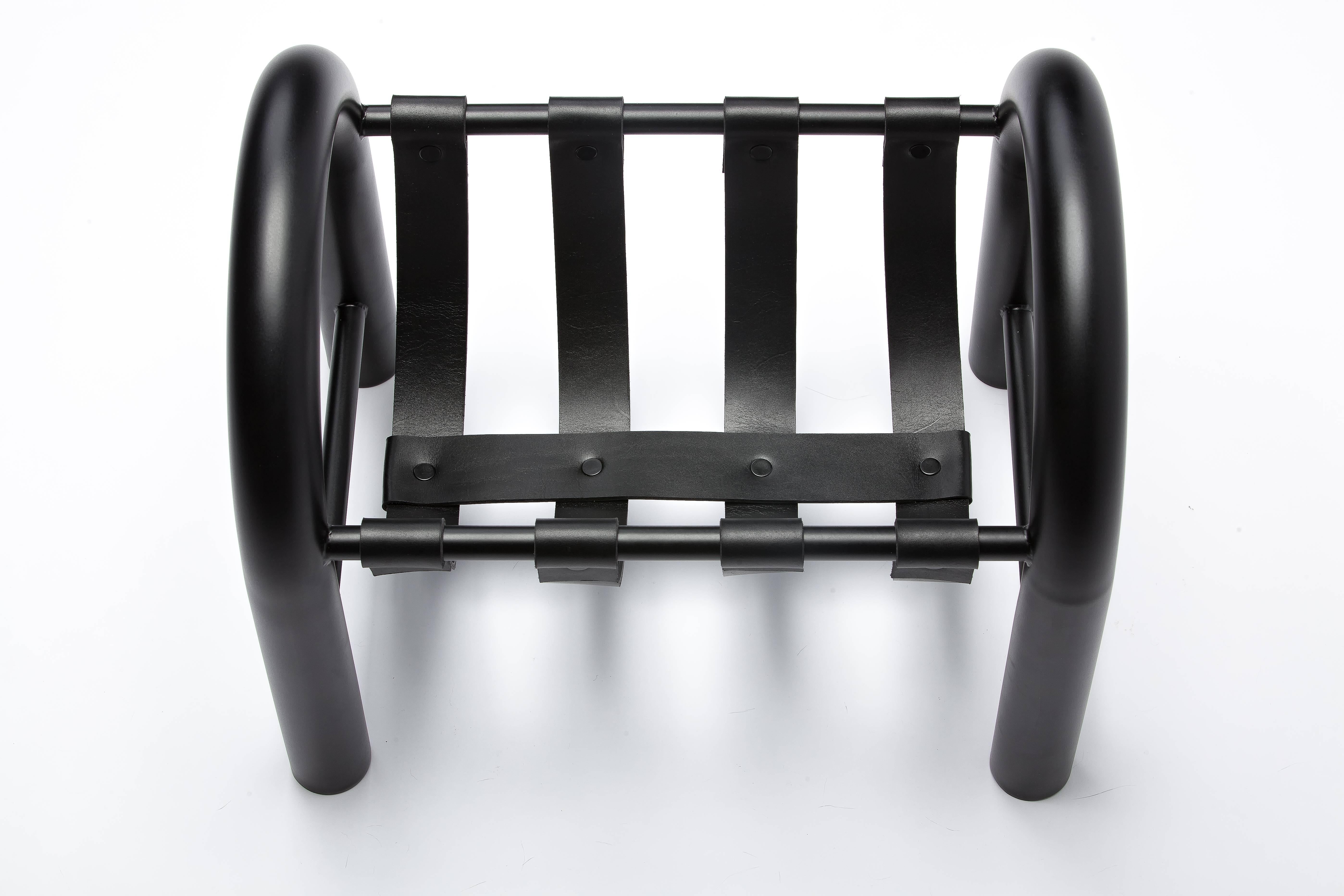Tubular Magazine Rack by Another Human, Contemporary, Metal and Leather In New Condition In Los Angeles, CA