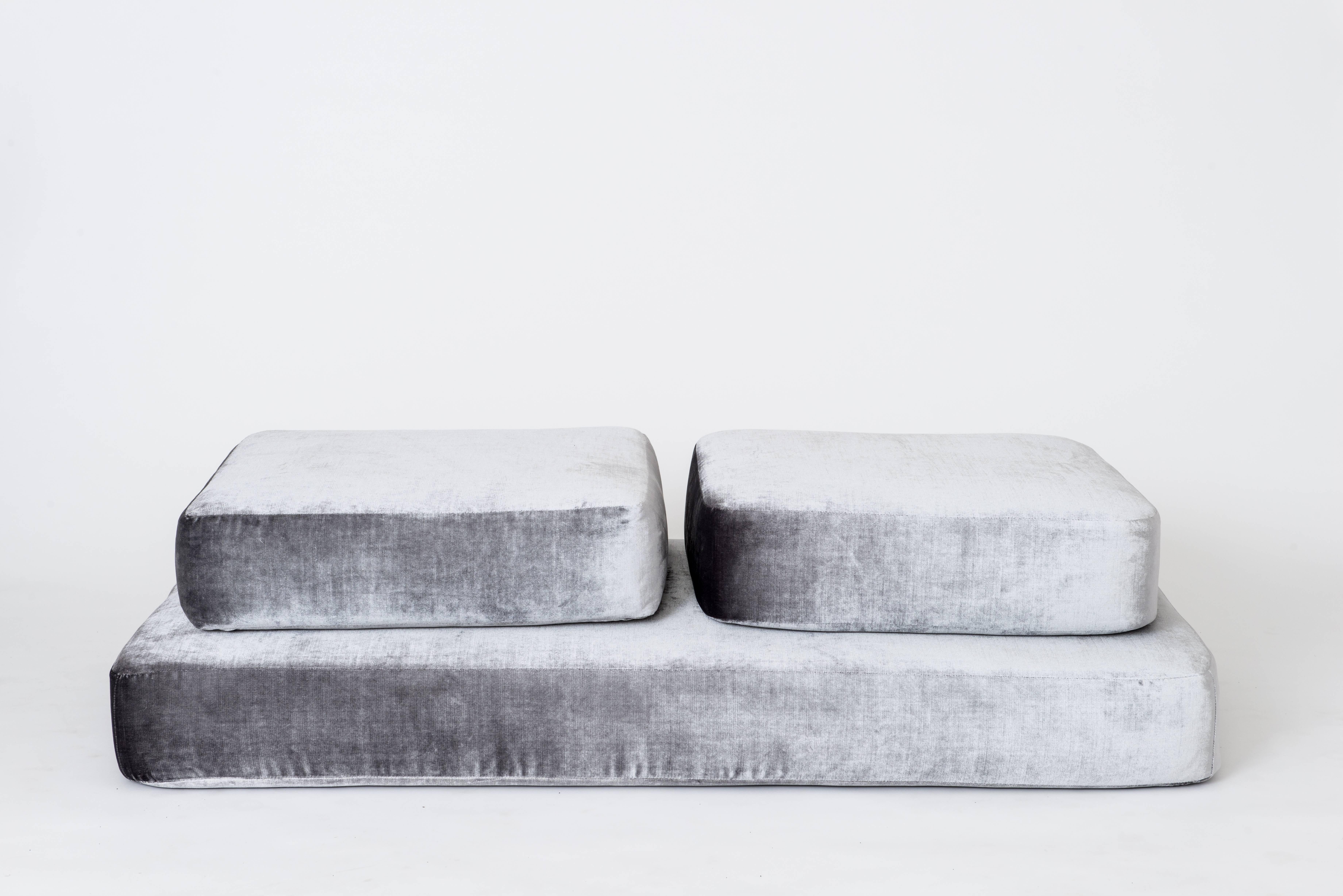 Stacks Bench by Another Human, Contemporary Upholstered Modular Bench, Velvet In New Condition For Sale In Los Angeles, CA