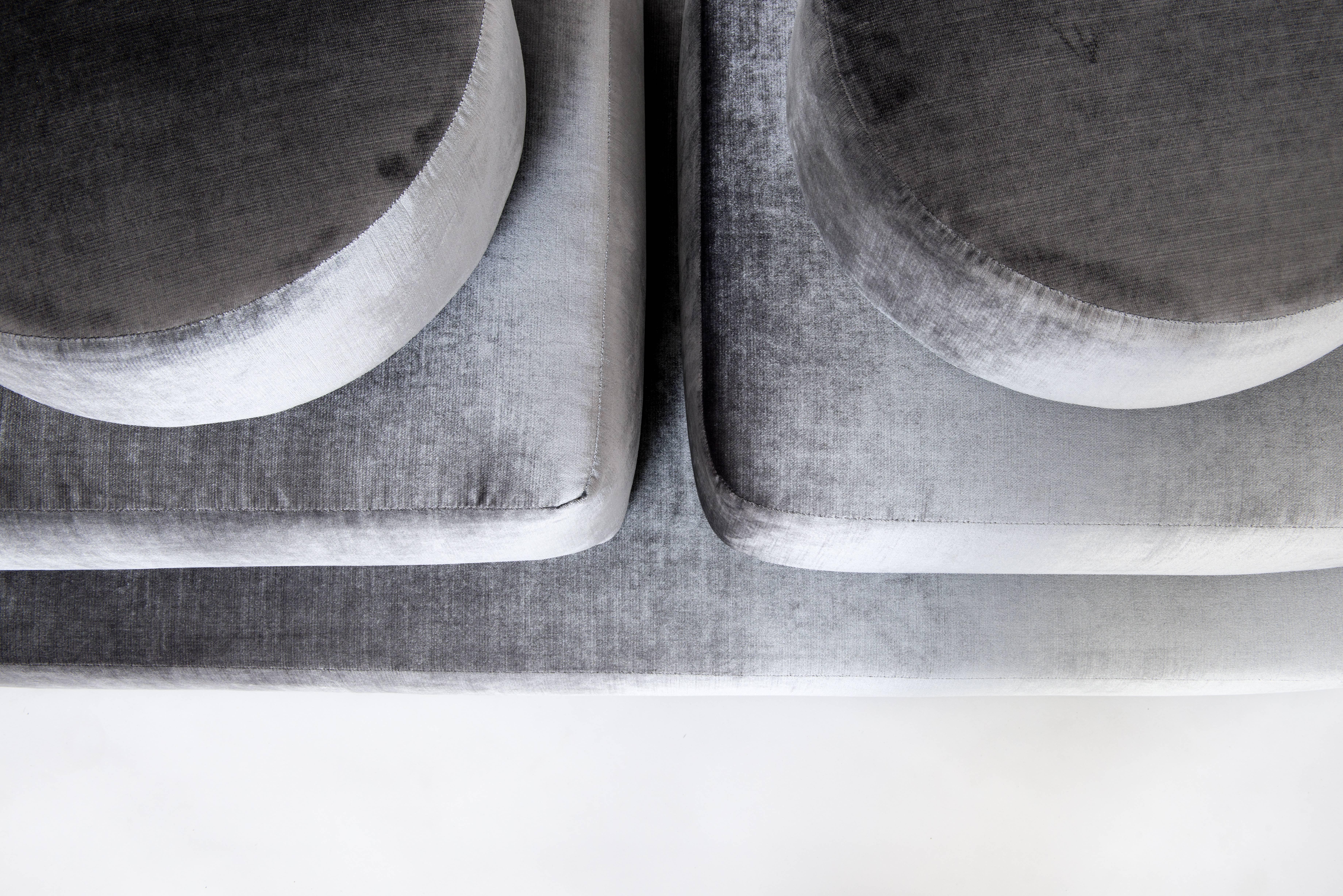 American Stacks Bench by Another Human, Contemporary Upholstered Modular Bench, Velvet For Sale