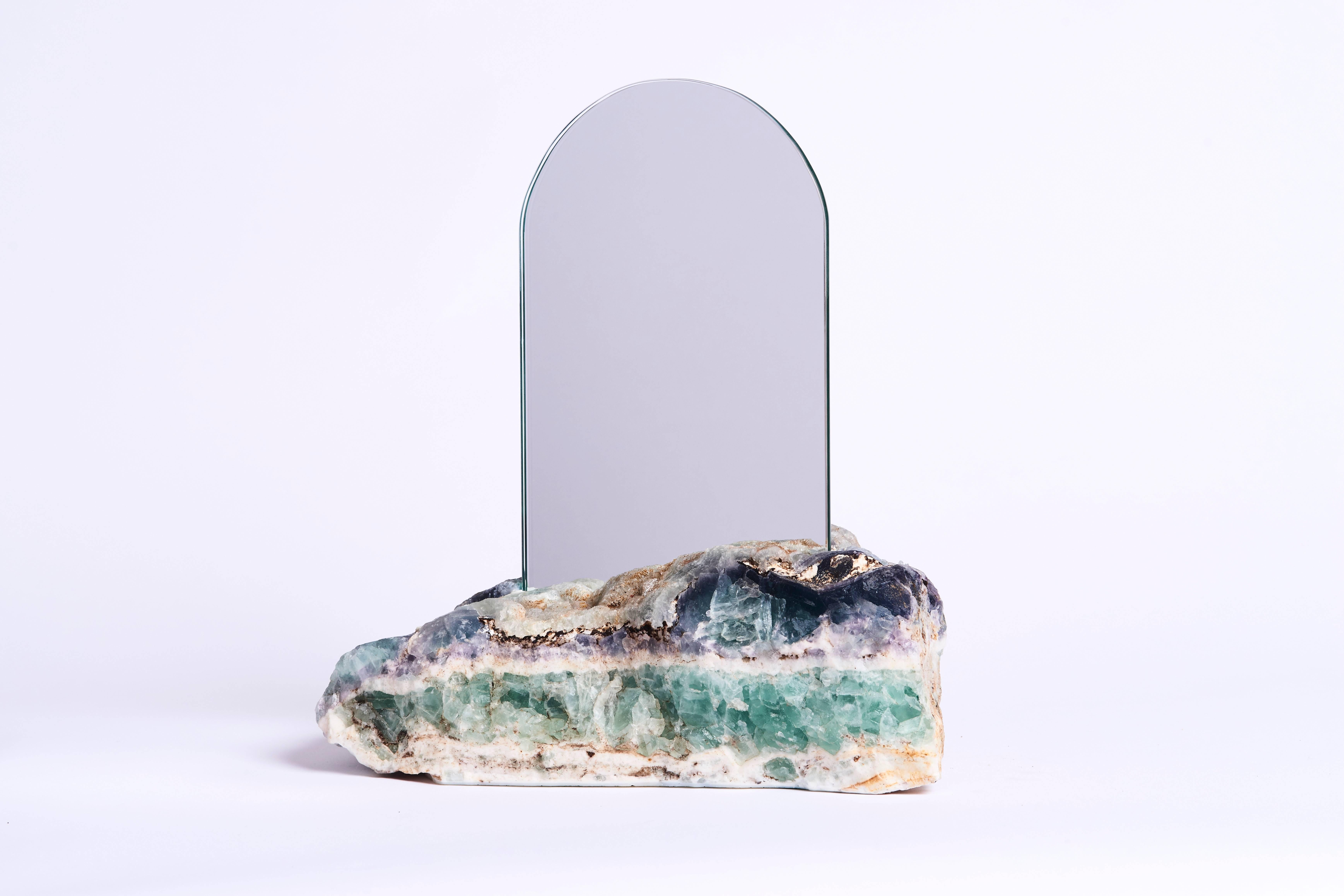 Aura Mirror by Another Human, Contemporary Crystal Vanity Mirror in Fluorite In New Condition In Los Angeles, CA