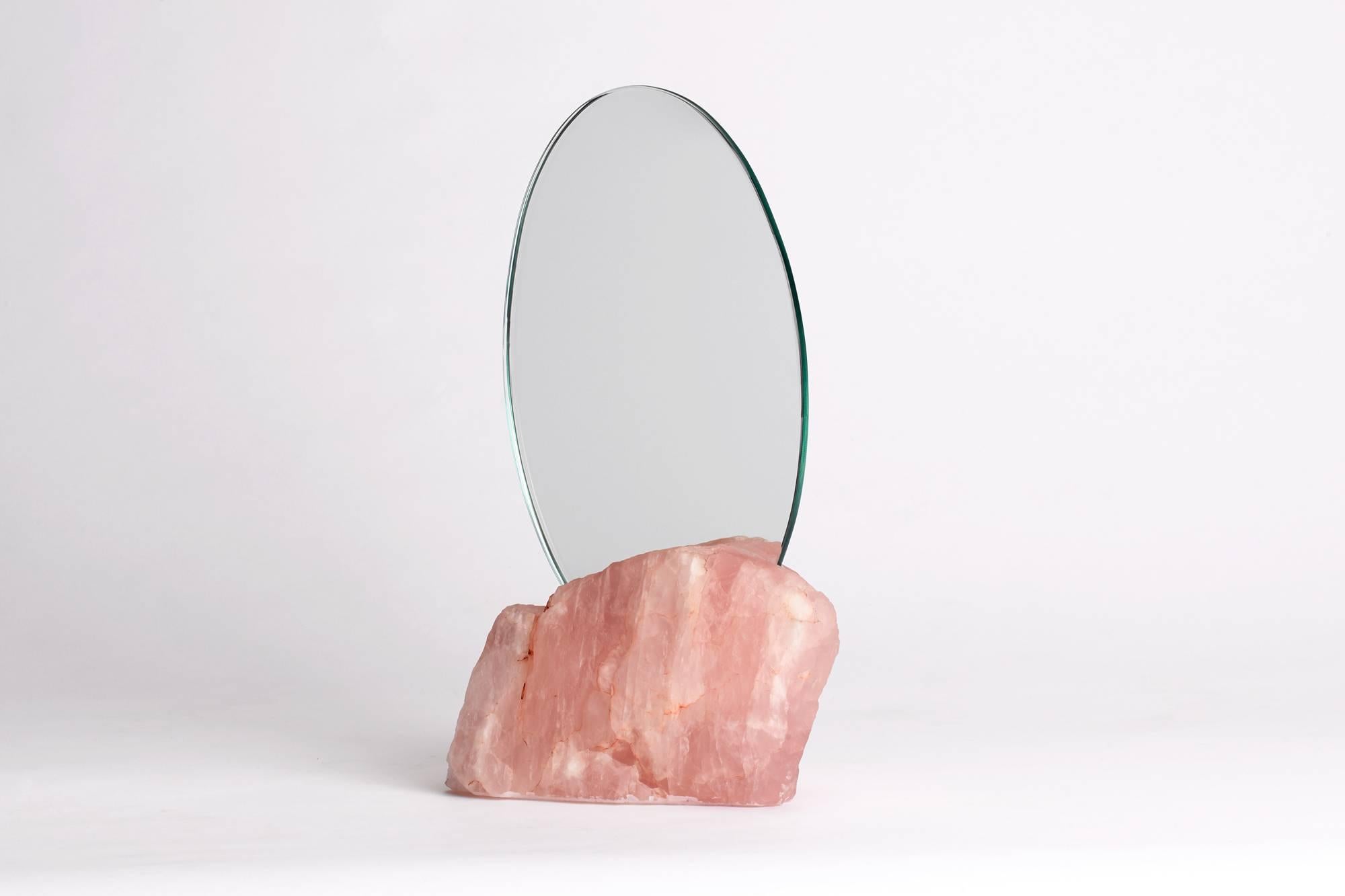The Aura mirrors are crafted using semi-precious stones, pierced by monolithic mirrors projecting an air of being both ethereal and brooding. The crystals and stones are believed to have different metaphysical properties, while the mirrors