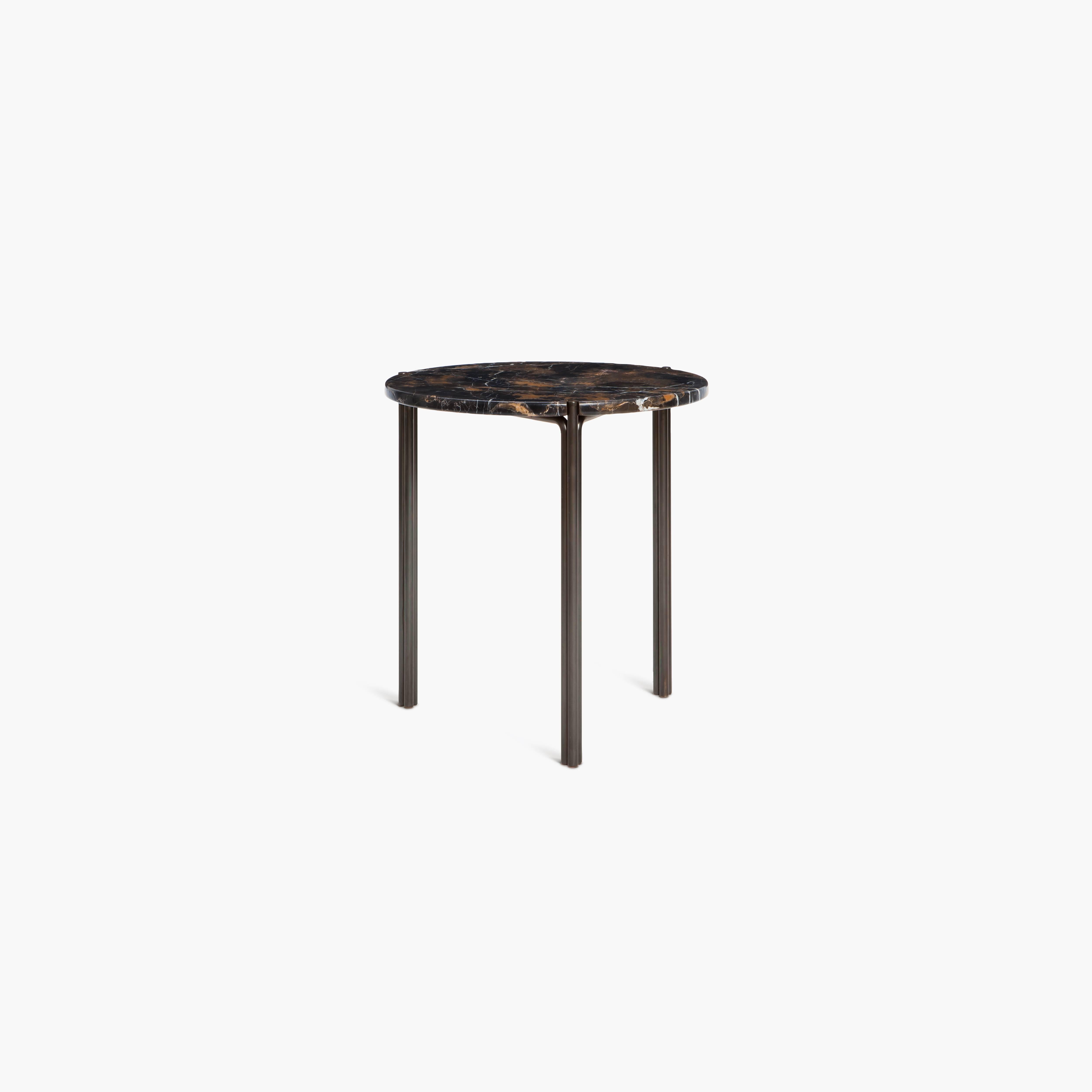 Blackened CA16S Contemporary Handcrafted Minimalist Modern Side Table with Stone Top For Sale