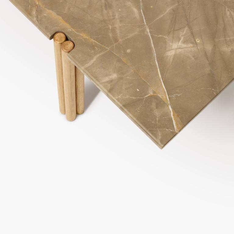 CA21S Contemporary Handcrafted Minimalist Modern Marble and Oak Coffee