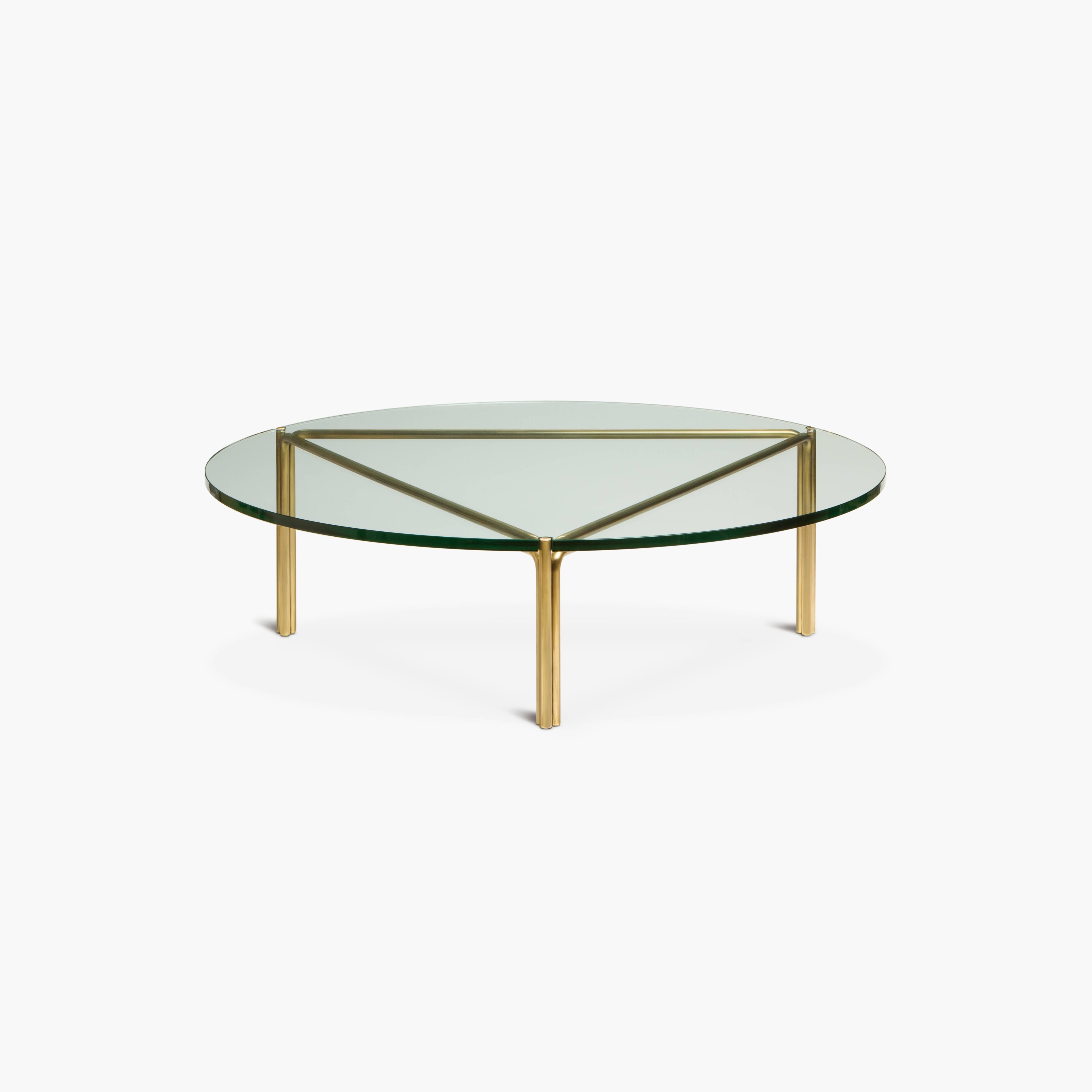 CA35G Contemporary Handcrafted Minimalist Modern Round Glass Coffee Table For Sale 2