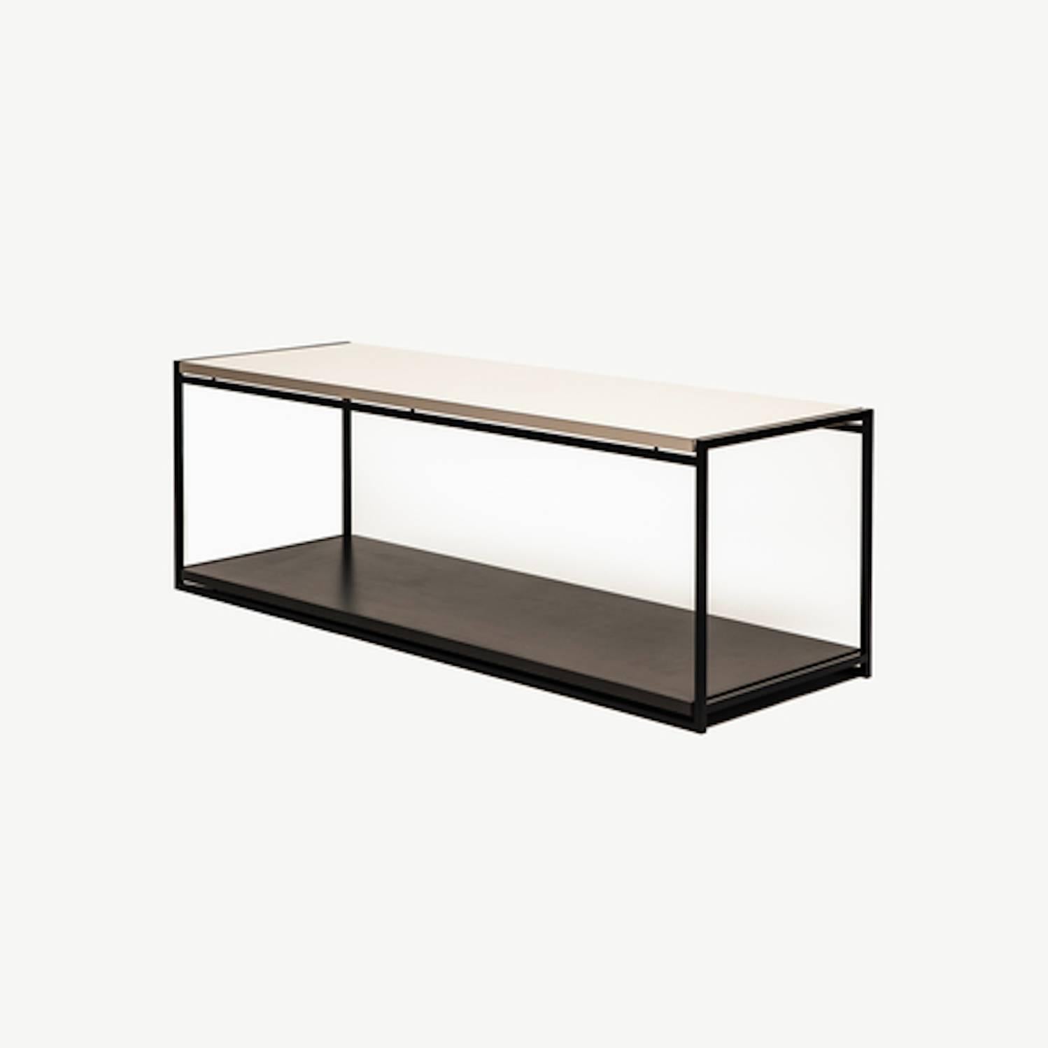 Steel CA2TS Contemporary Handcrafted Minimalist Table with Interchangeable Stone Tops For Sale