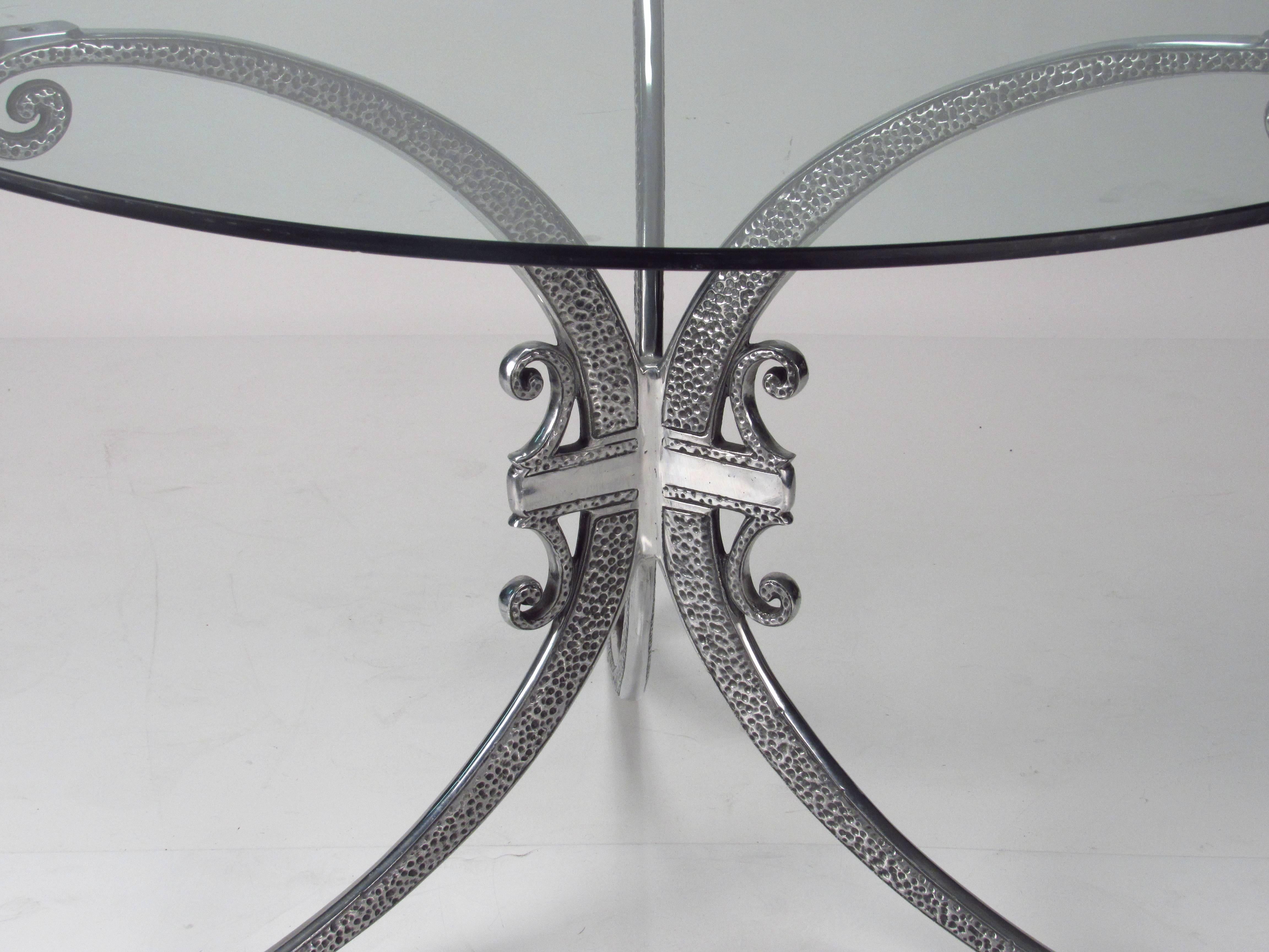 Hammered Polished Aluminum Table Base, Two Available For Sale