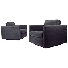 A Rudin Furniture 9 For At 1stdibs Pair Of Club Chairs On Plinth Bases By Alexander Rudin 1990s