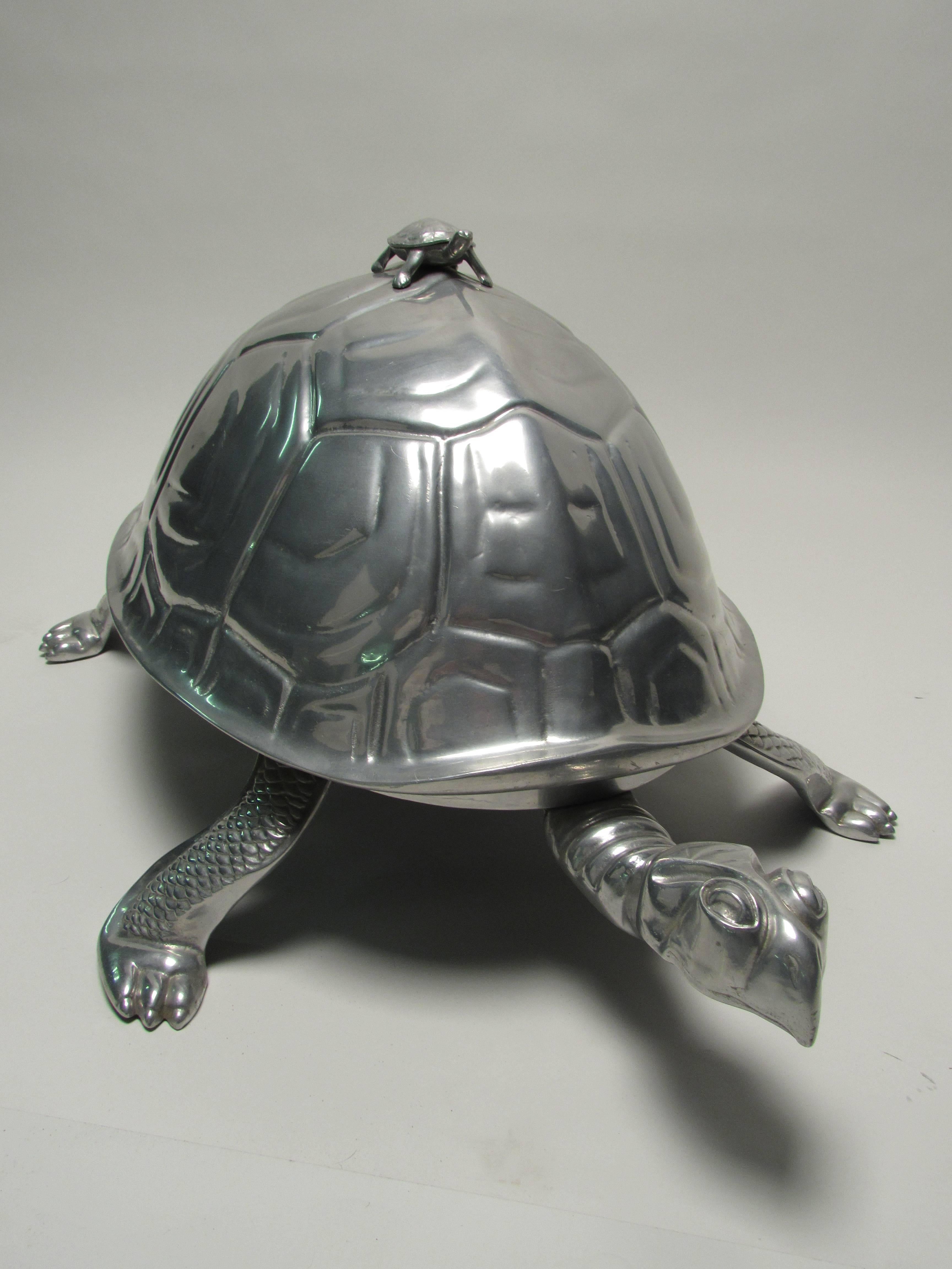 Arthur Court Cast Aluminum Turtle Meat Dome USA  In Good Condition For Sale In Surprise, AZ